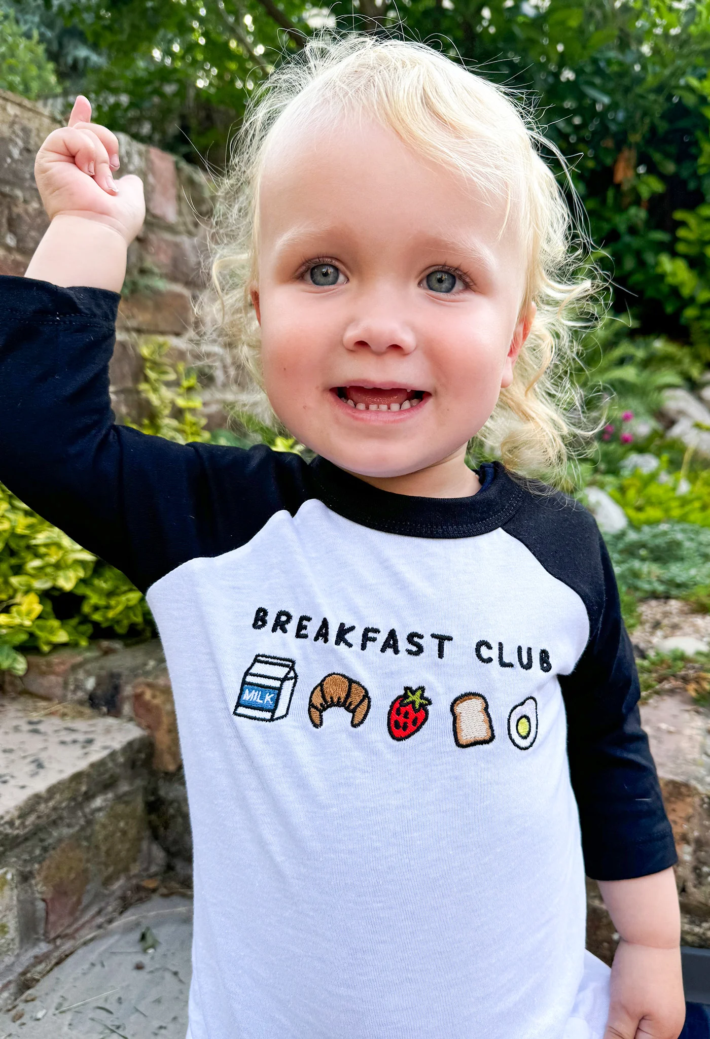 Breakfast Club Embroidered Micro Rib 3/4 Sleeve Childrens Tee - Image 3