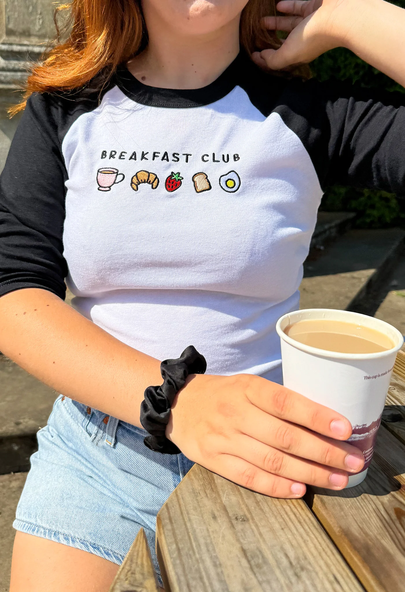 Breakfast Club Embroidered Micro Rib 3/4 Sleeve Tee - Image 3