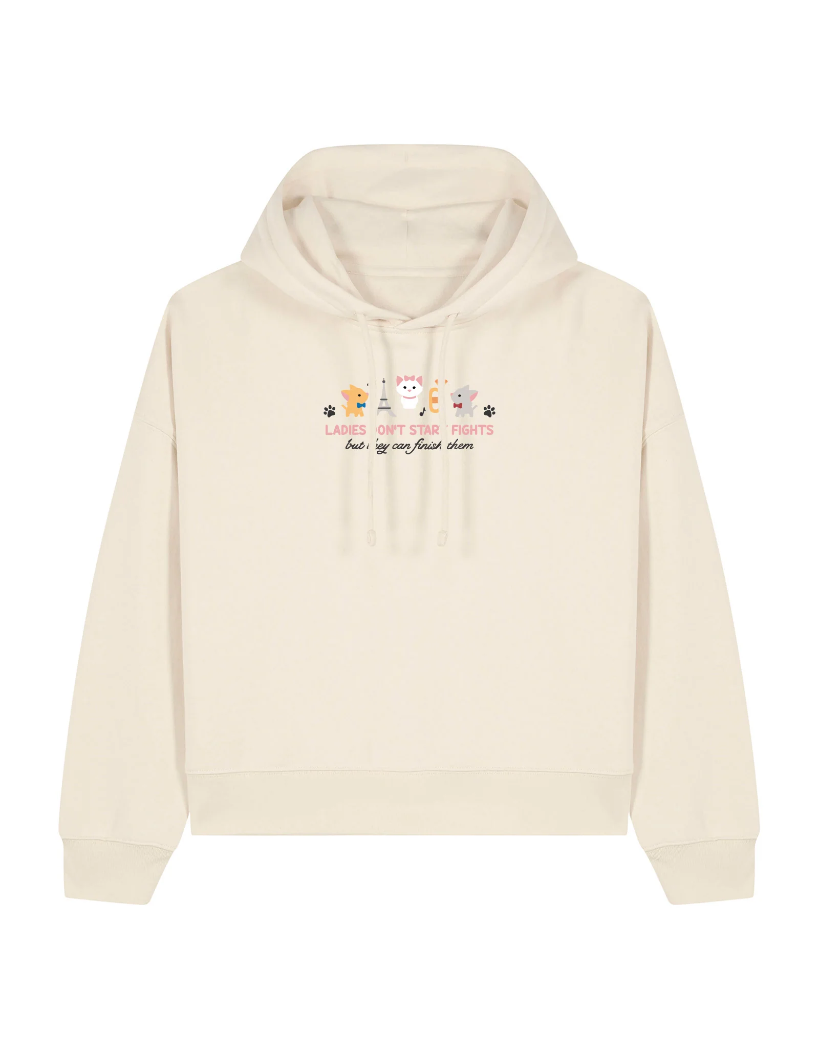 Cats Embroidered Boxy Organic Cotton Hoodie - Image 4