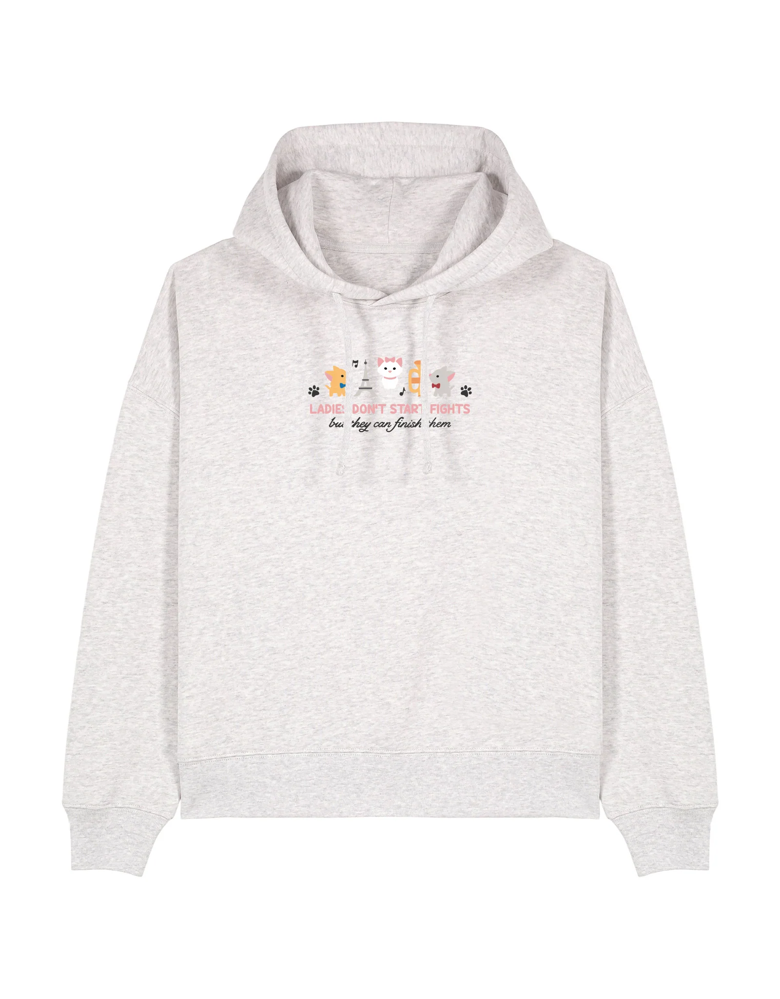 Cats Embroidered Boxy Organic Cotton Hoodie - Image 6