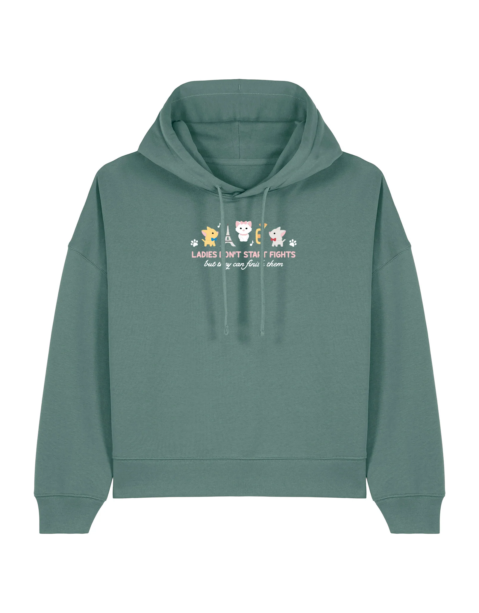 Cats Embroidered Boxy Organic Cotton Hoodie - Image 7