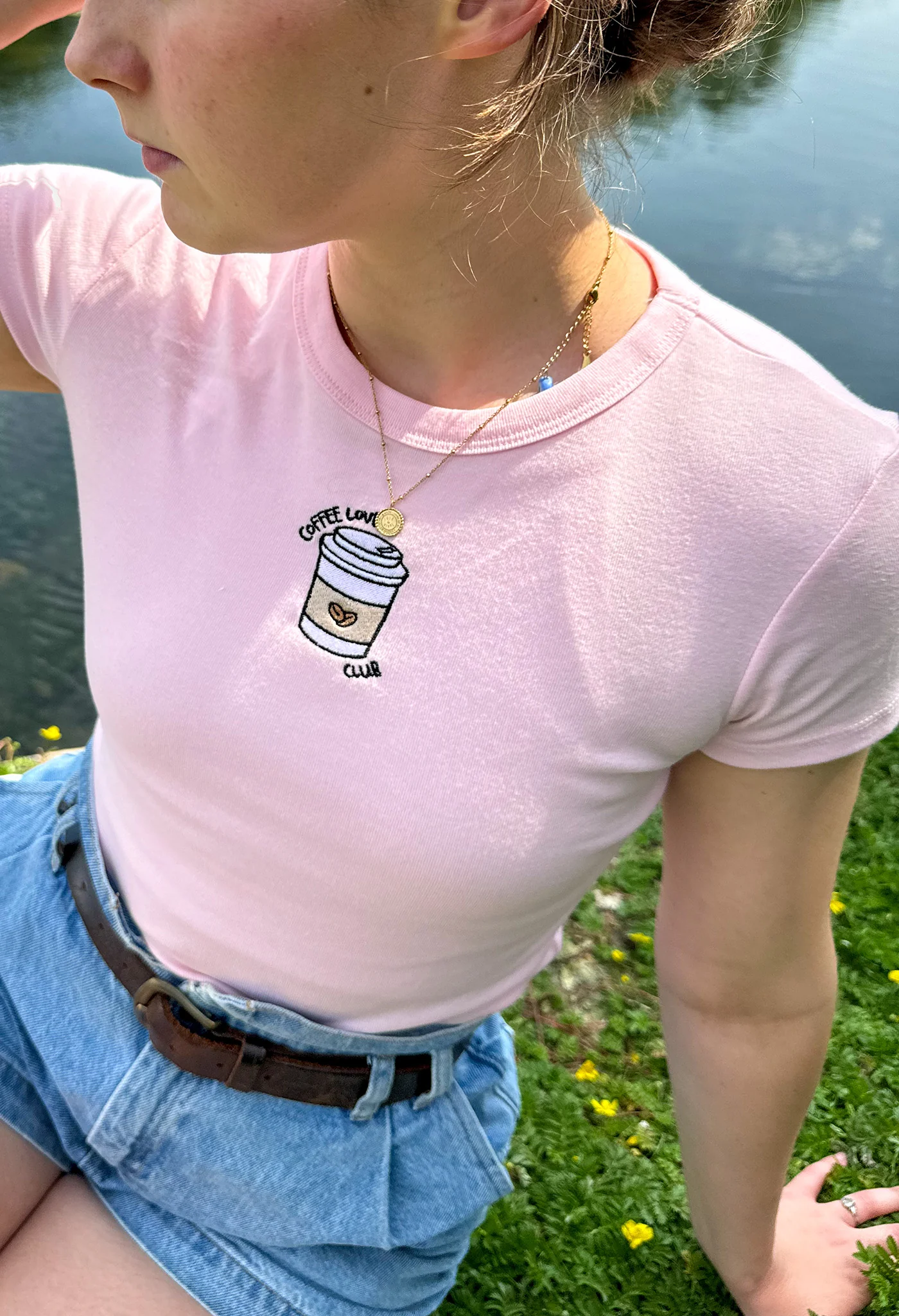 Coffee Lover Embroidered Micro Rib Baby Tee - Image 3