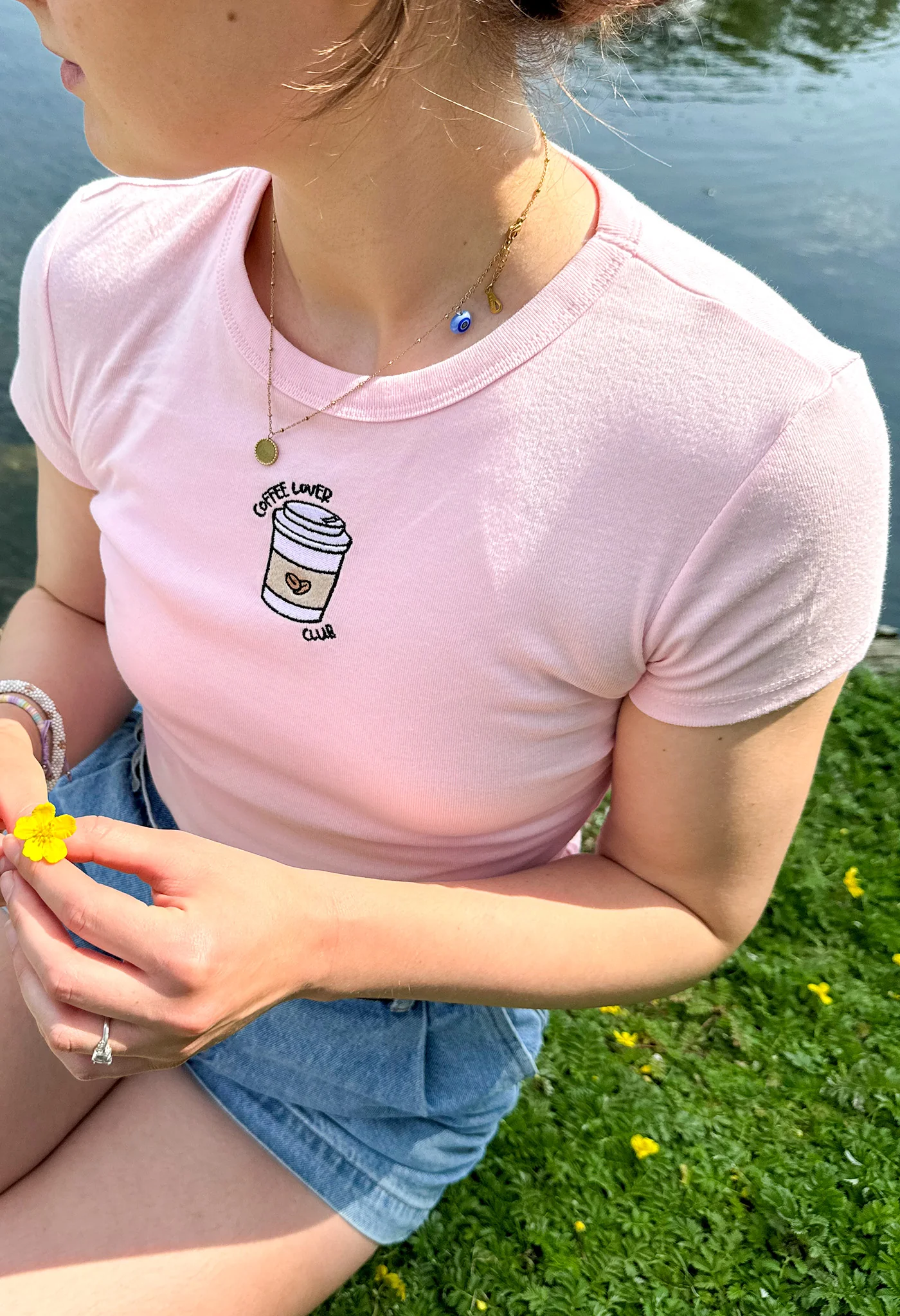 Coffee Lover Embroidered Micro Rib Baby Tee - Image 4