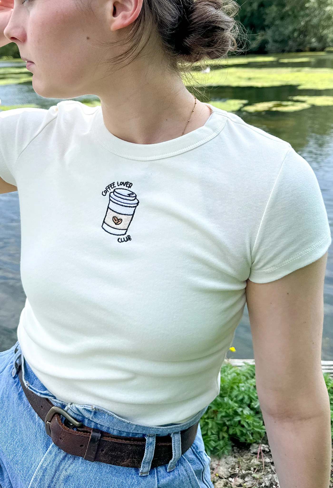 Coffee Lover Embroidered Micro Rib Baby Tee - Image 5