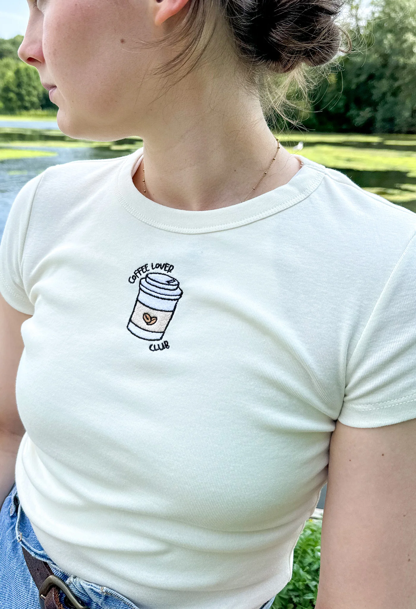 Coffee Lover Embroidered Micro Rib Baby Tee - Image 6