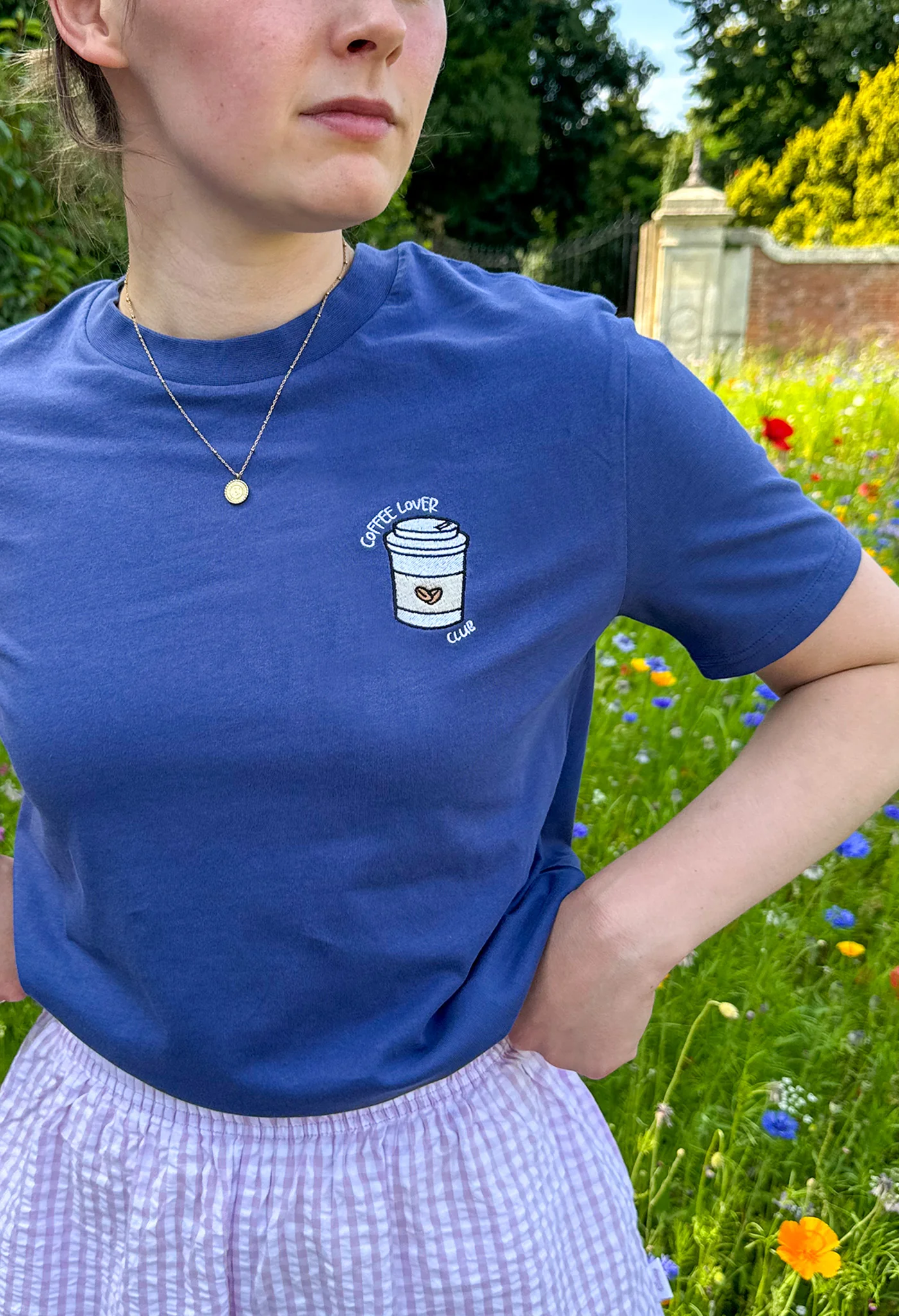 Coffee Lover Embroidered Organic Cotton T-Shirt - Image 3