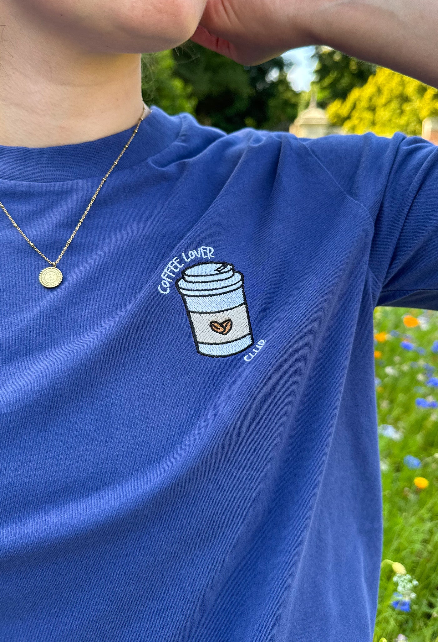 Coffee Lover Embroidered Organic Cotton T-Shirt - Image 4