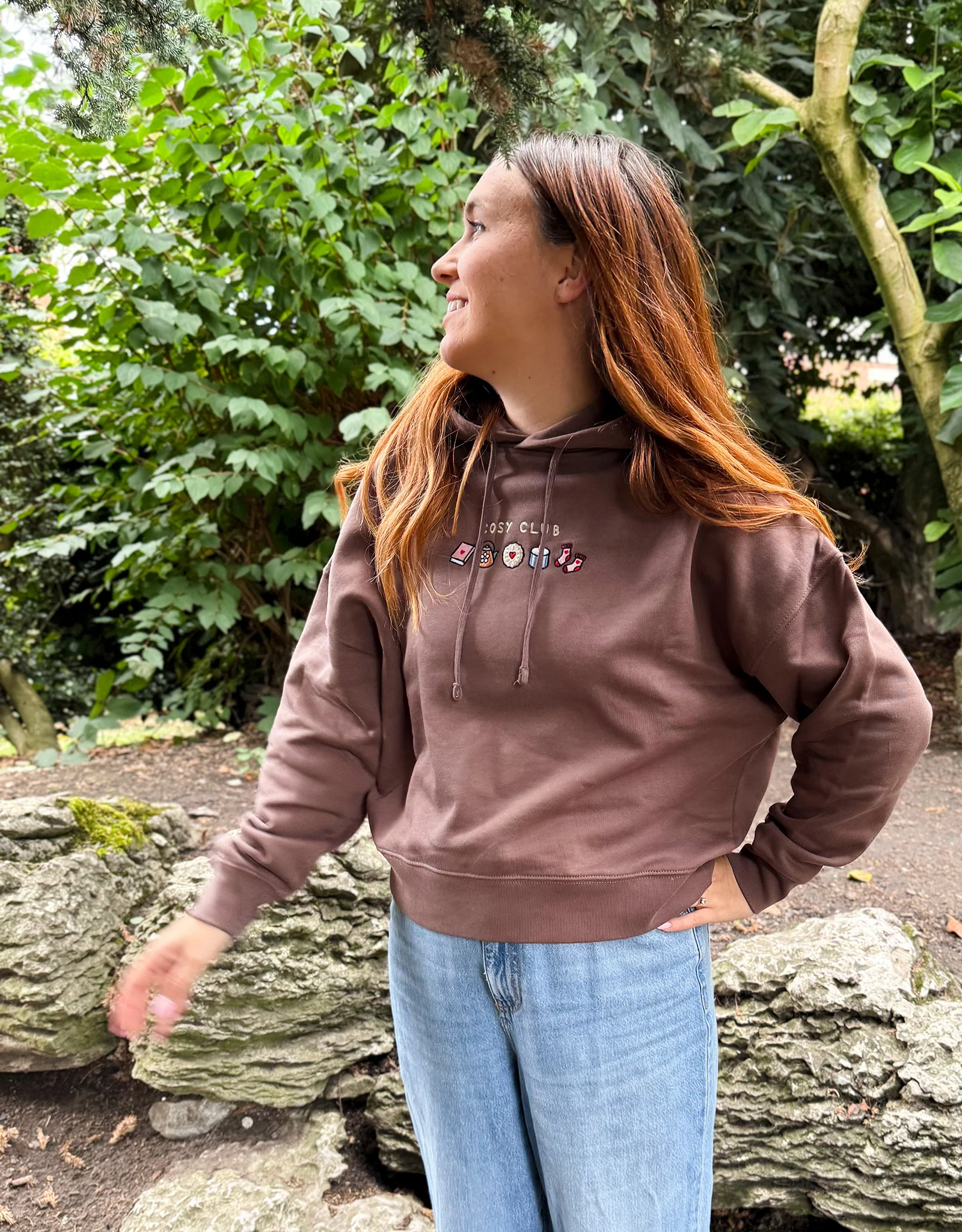 Cosy Club Embroidered Boxy Organic Cotton Hoodie - Image 3