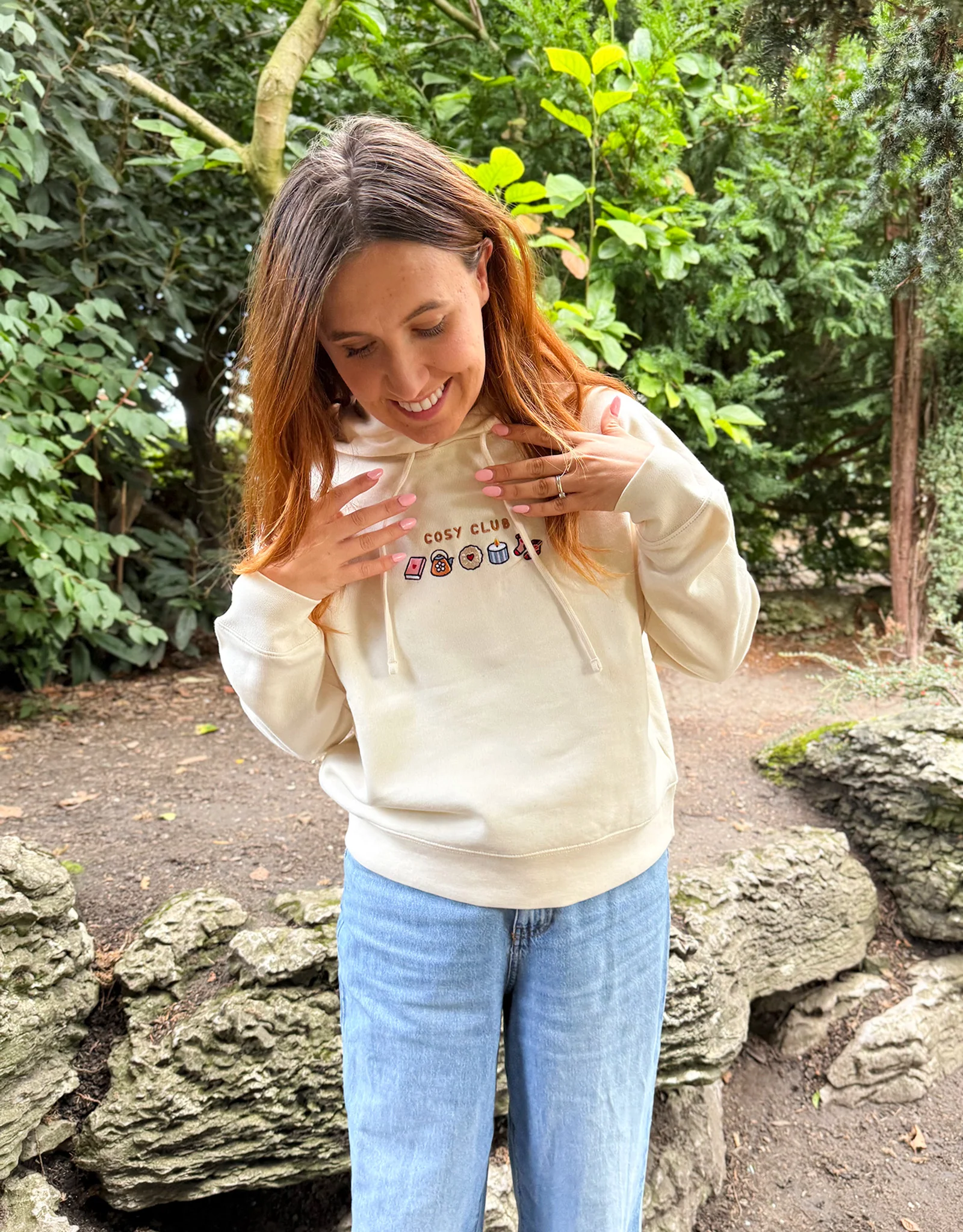 Cosy Club Embroidered Boxy Organic Cotton Hoodie - Image 8