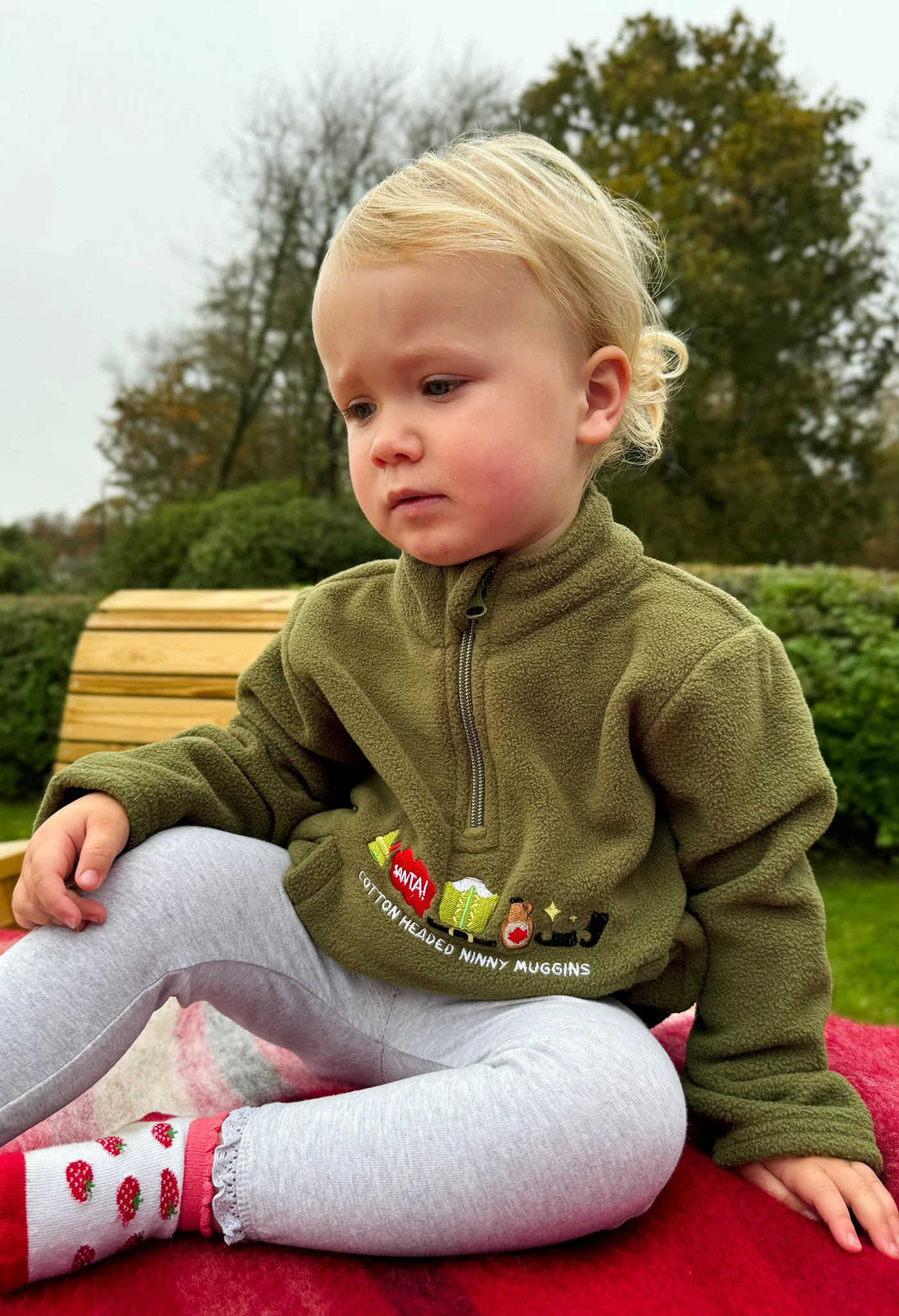 Elf Embroidered Recycled Polyester Quarter Zip Childrens Fleece - Image 5