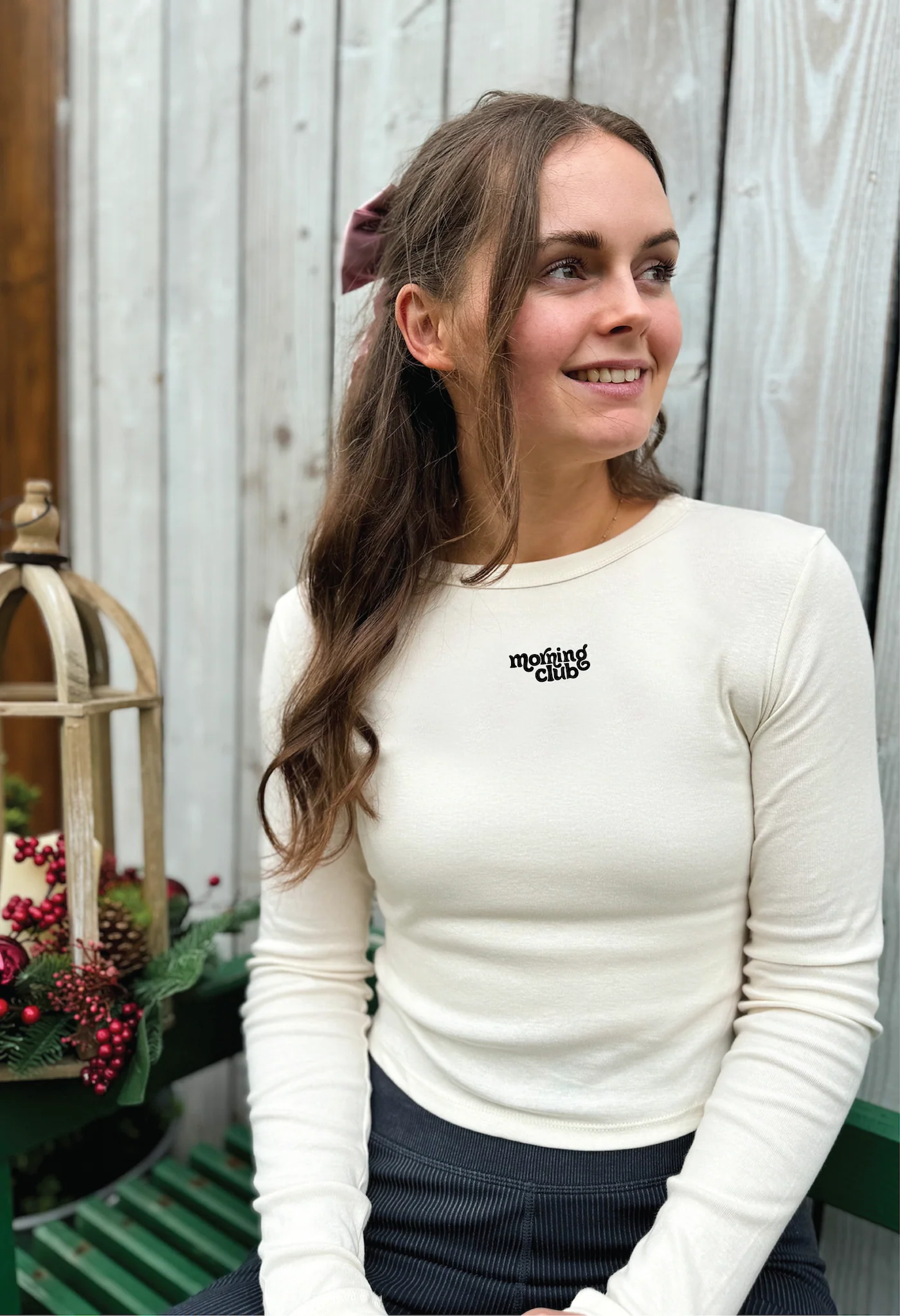 Essential Embroidered Micro Rib Long Sleeved Tee - Image 3