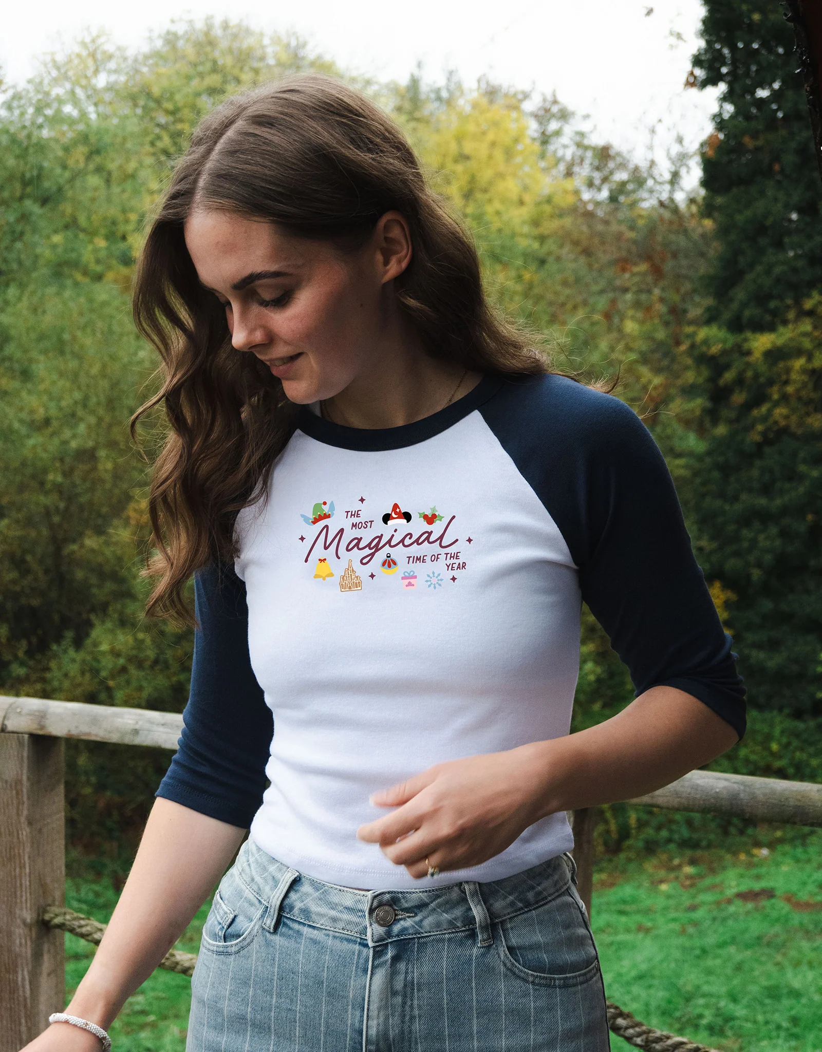 Magical Embroidered Micro Rib 3/4 Sleeve Tee - Image 3