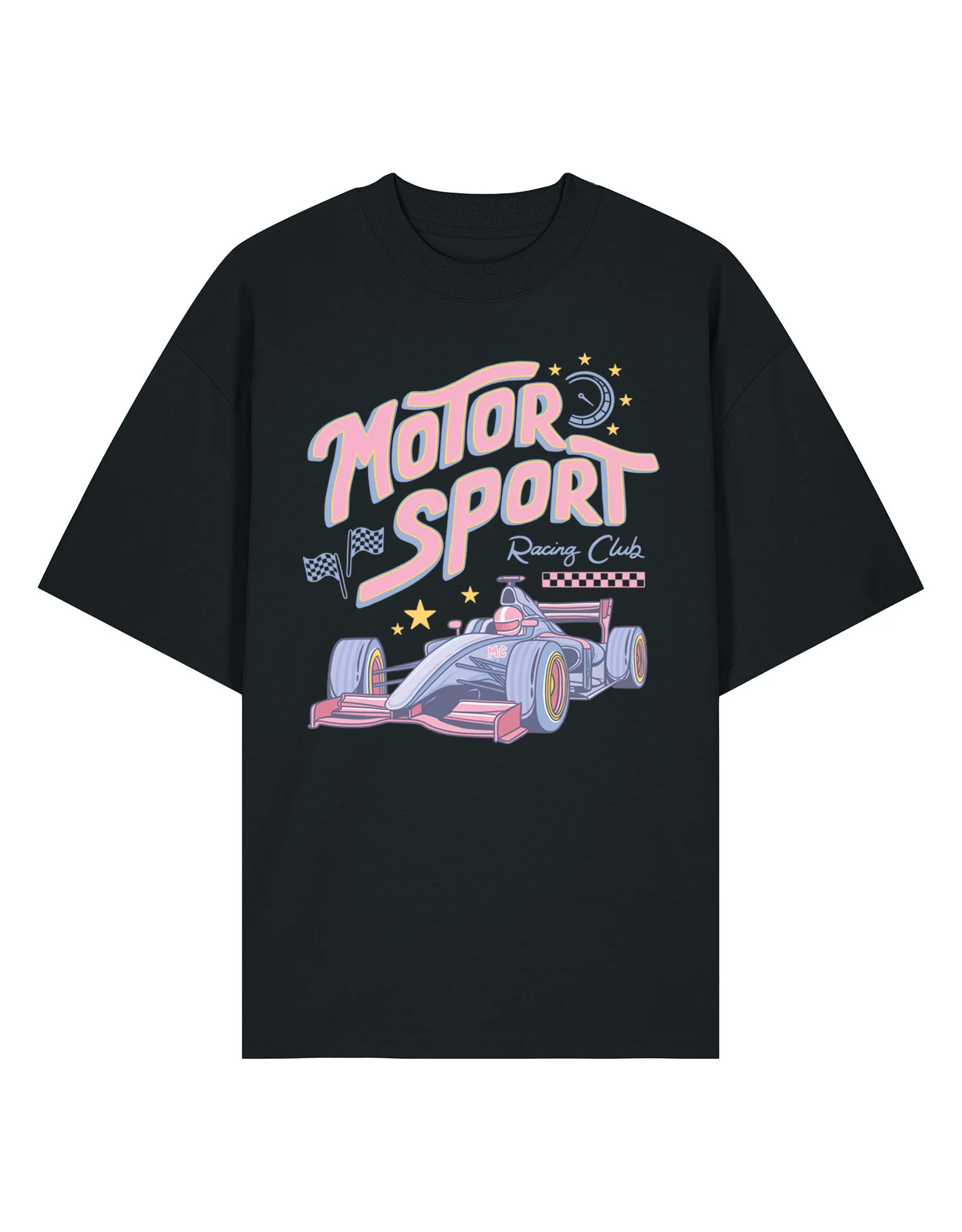 Motorsport Printed Oversized Organic Cotton T-Shirt - Image 5