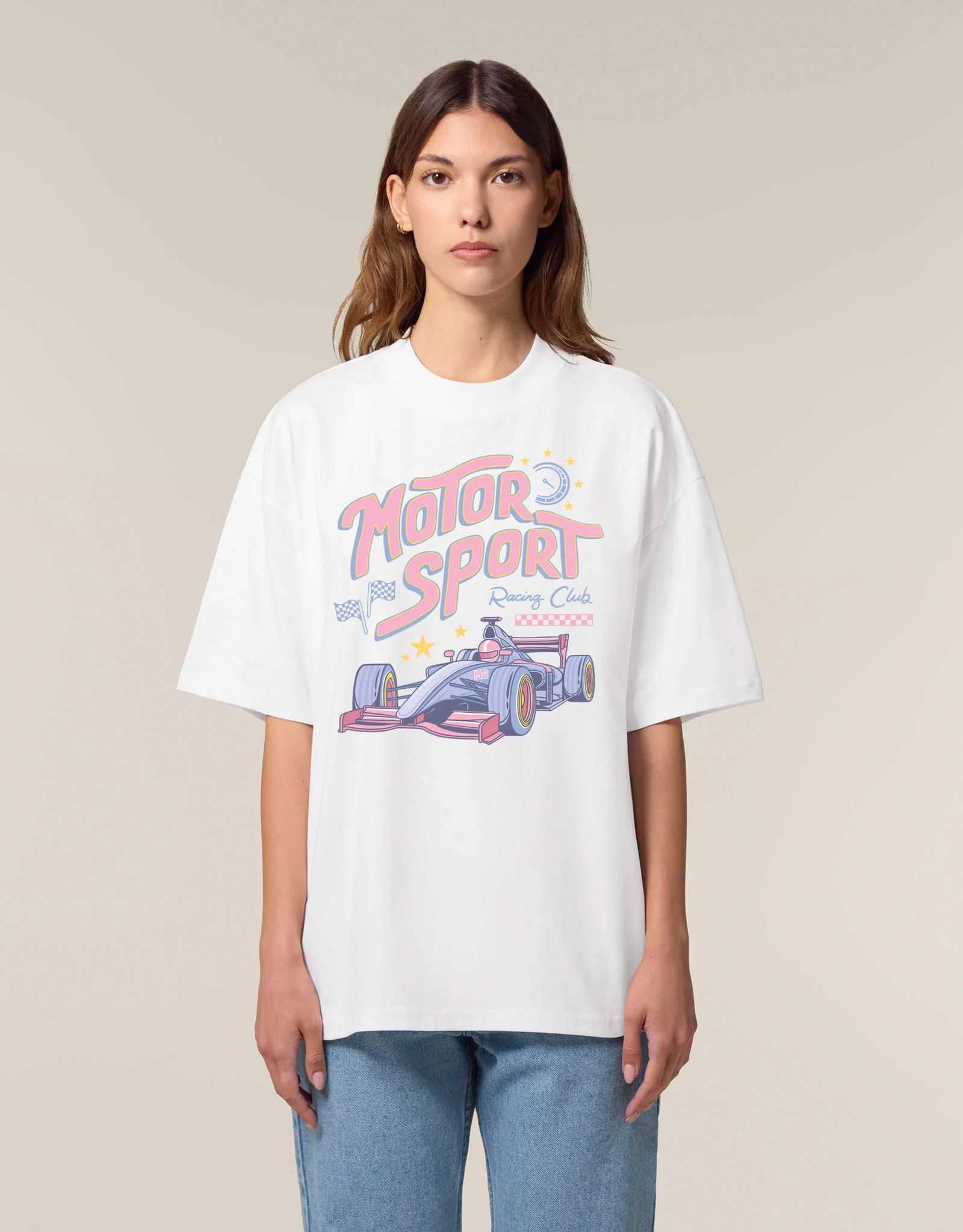 Motorsport Printed Oversized Organic Cotton T-Shirt - Image 8