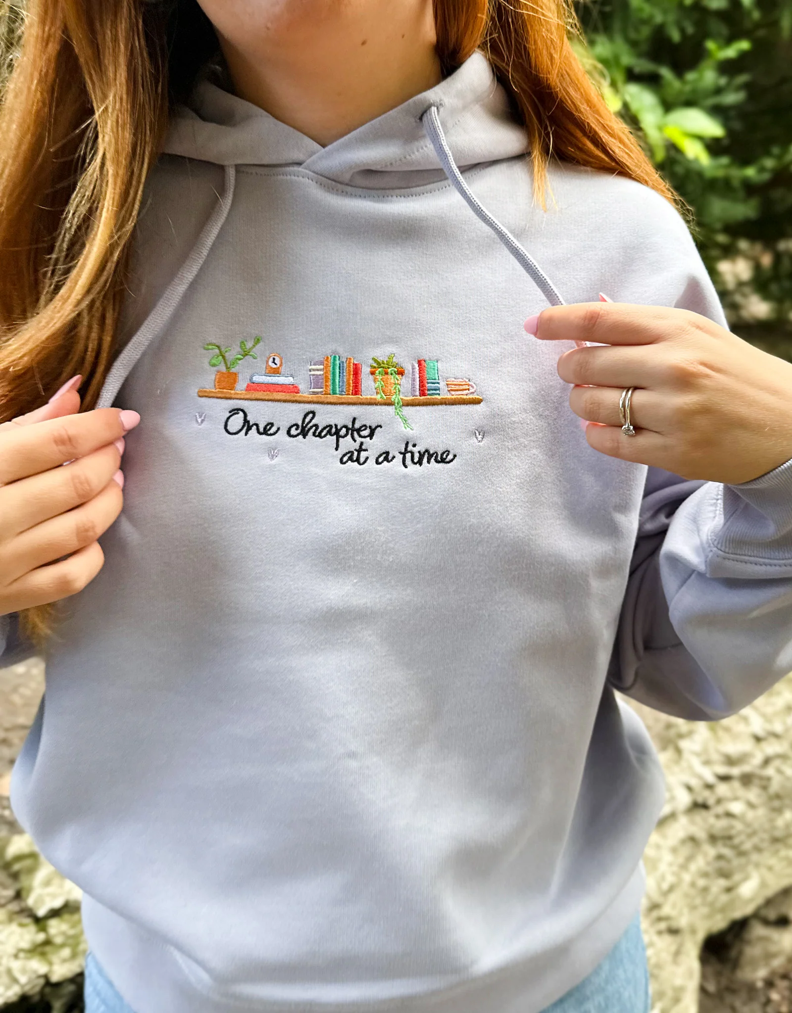FREE BOOK: One Chapter At A Time Embroidered Boxy Organic Cotton Hoodie - Image 3