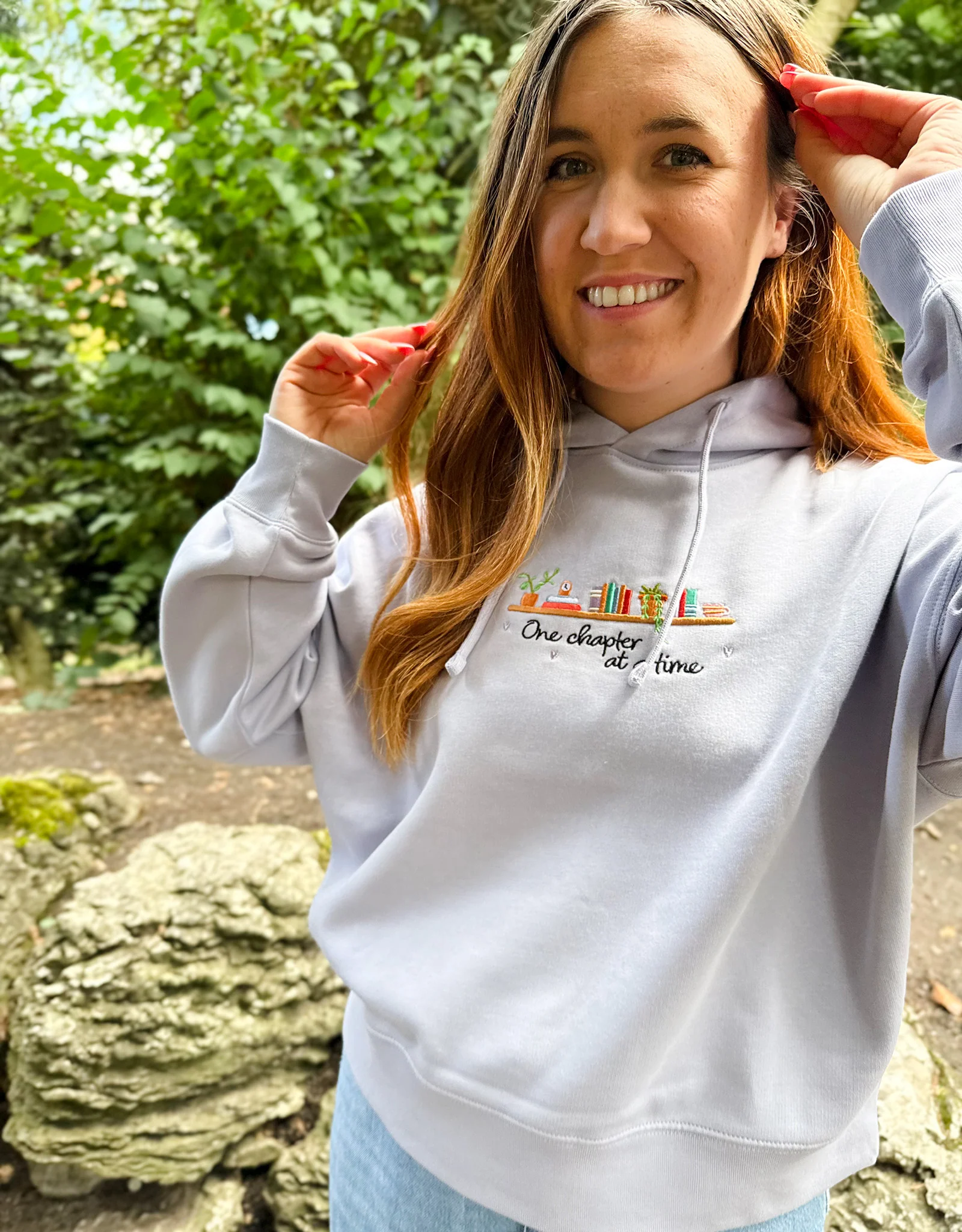 FREE BOOK: One Chapter At A Time Embroidered Boxy Organic Cotton Hoodie - Image 5