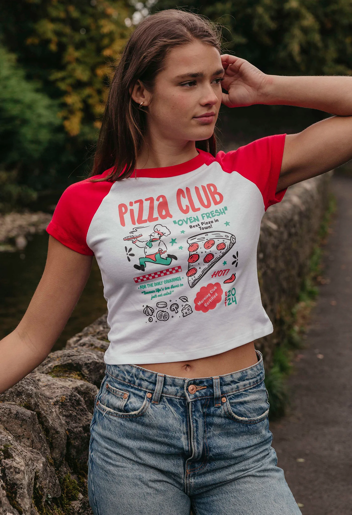 Pizza Club Printed Micro Rib Baby Tee - Image 3