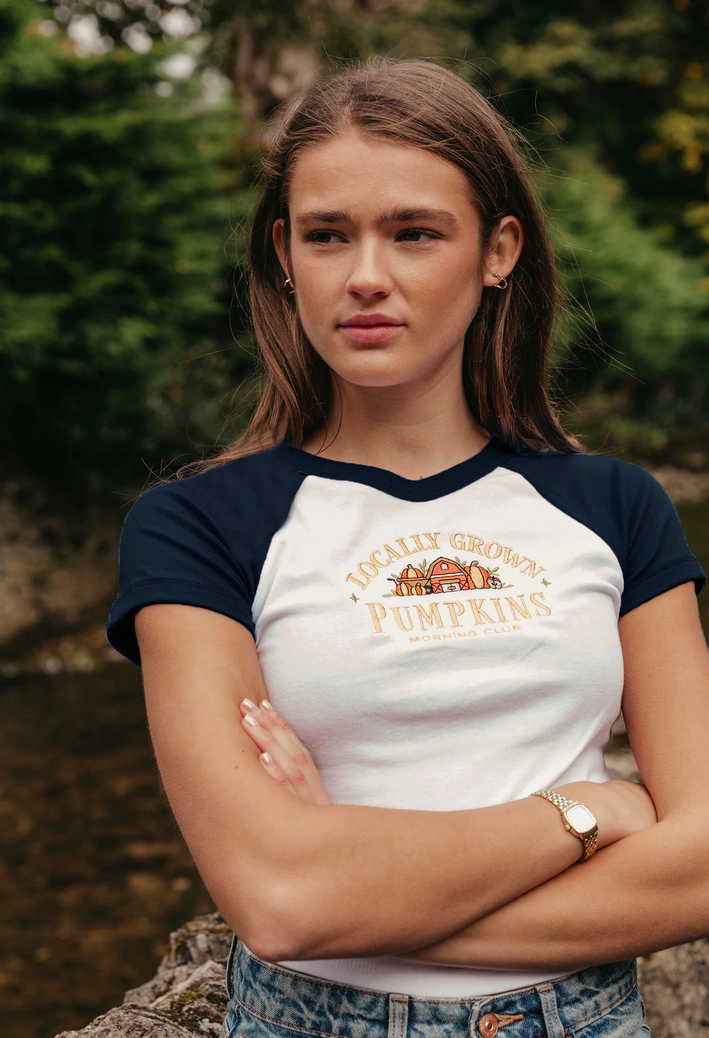 Pumpkins Embroidered Micro Rib Baby Tee - Image 3