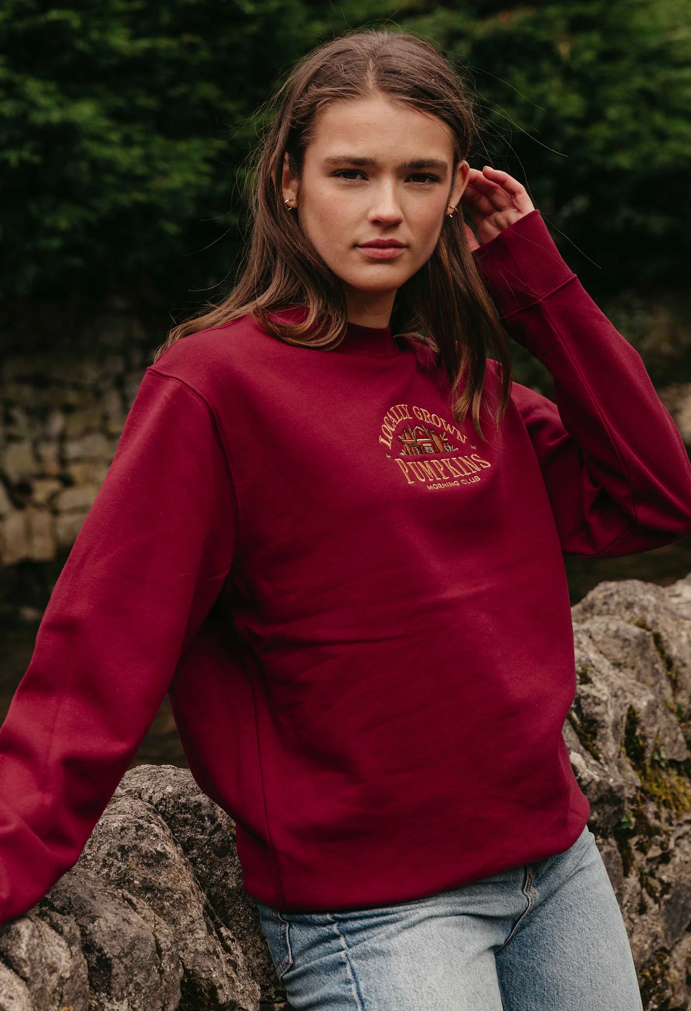 Pumpkins Embroidered Organic Cotton Sweatshirt - Image 3