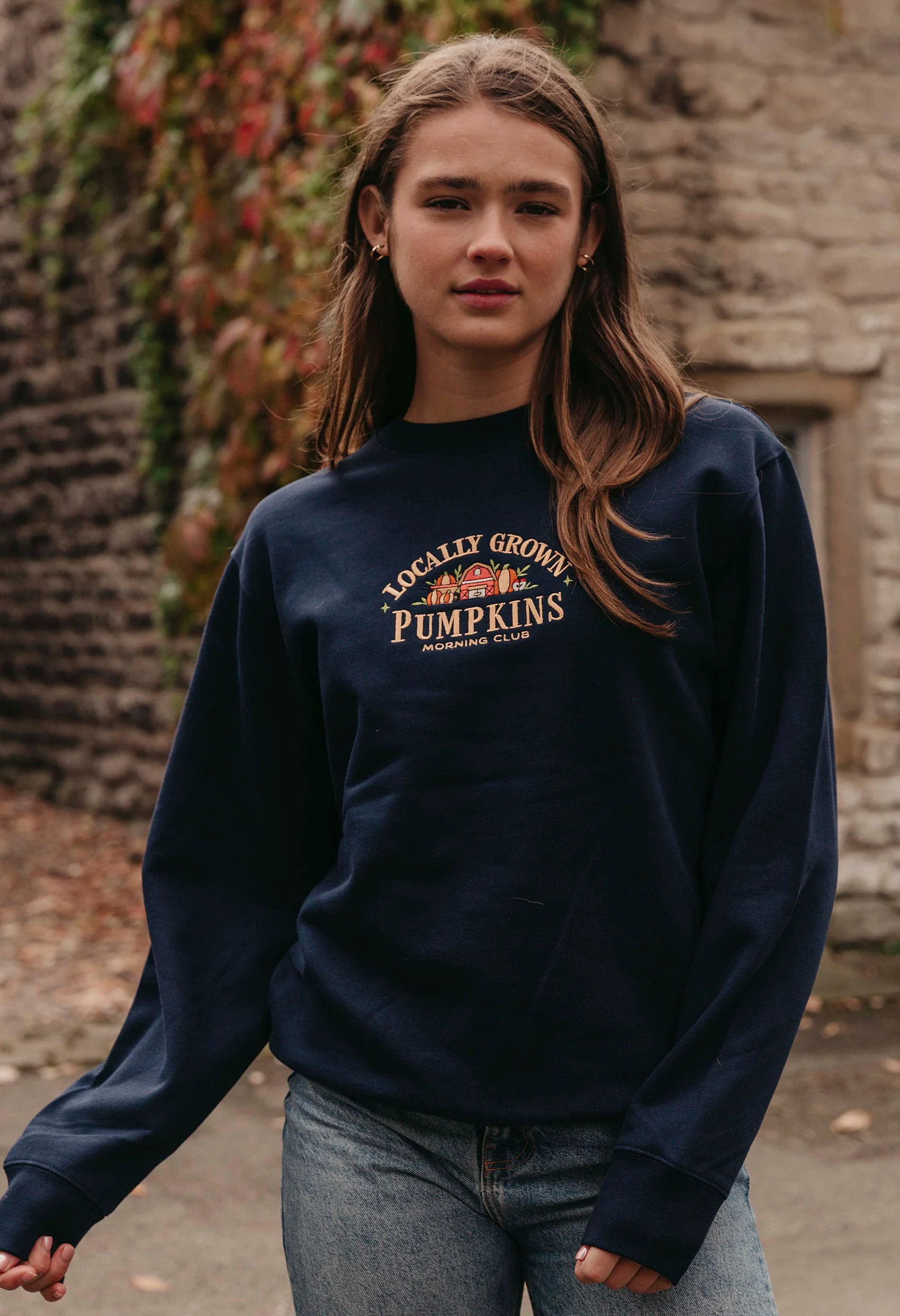 Pumpkins Embroidered Organic Cotton Sweatshirt - Image 5