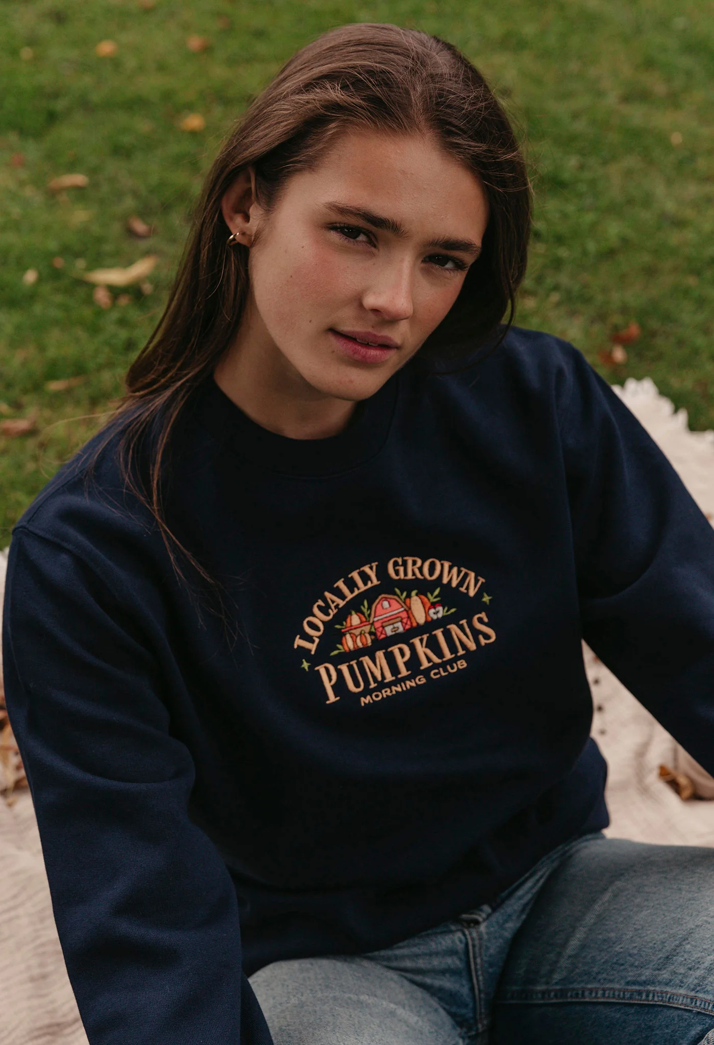 Pumpkins Embroidered Organic Cotton Sweatshirt - Image 6
