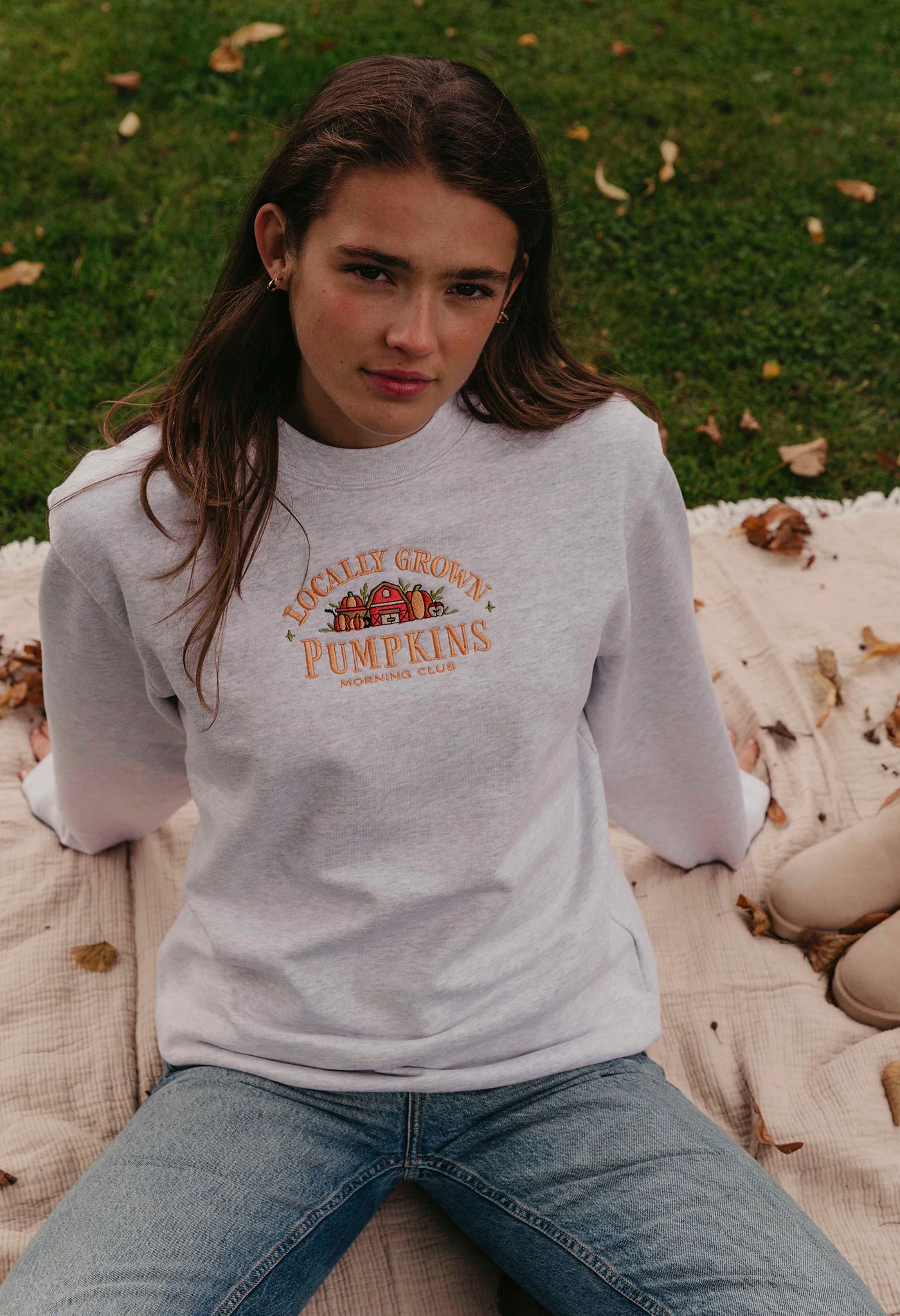 Pumpkins Embroidered Organic Cotton Sweatshirt - Image 7