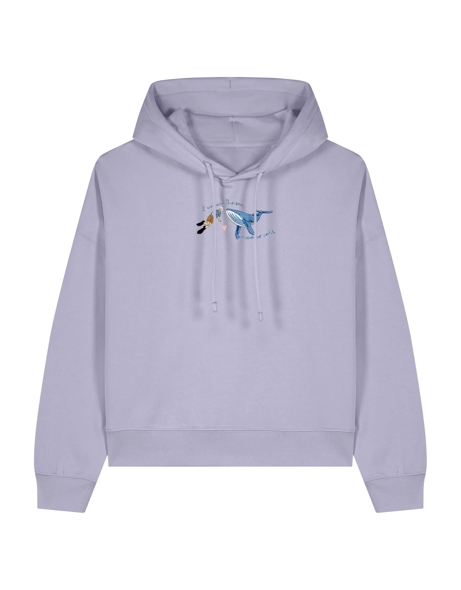 Save The Sea Embroidered Boxy Organic Cotton Hoodie - Image 5