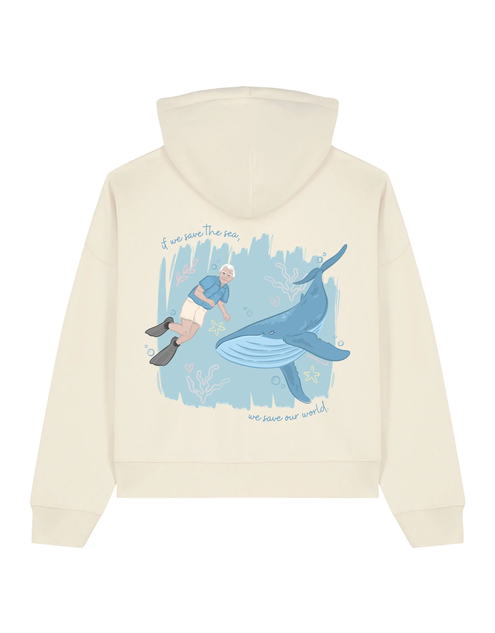 Save The Sea Printed Boxy Organic Cotton Hoodie - Image 12