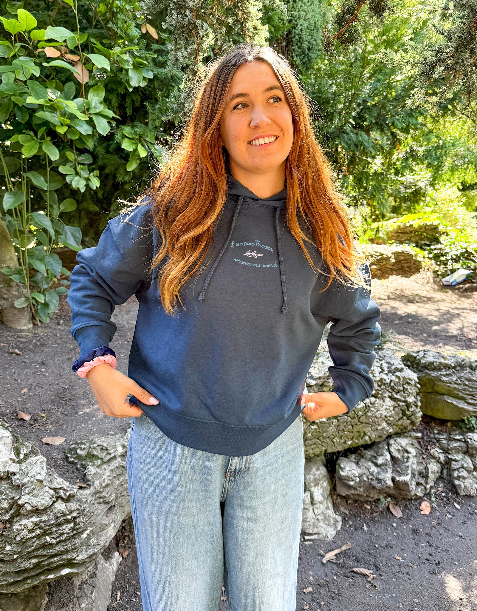 Save The Sea Printed Boxy Organic Cotton Hoodie - Image 3