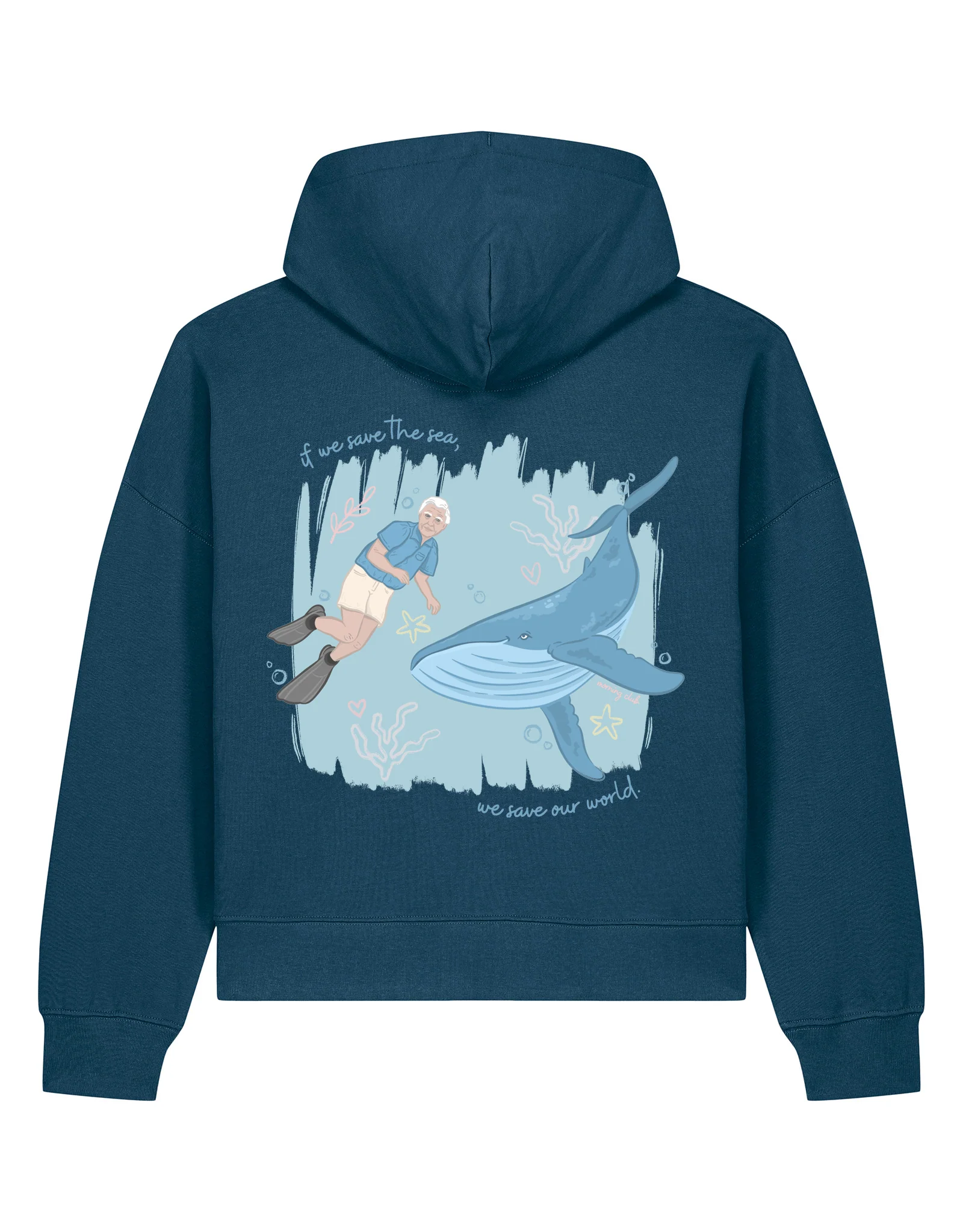 Save The Sea Printed Boxy Organic Cotton Hoodie - Image 4