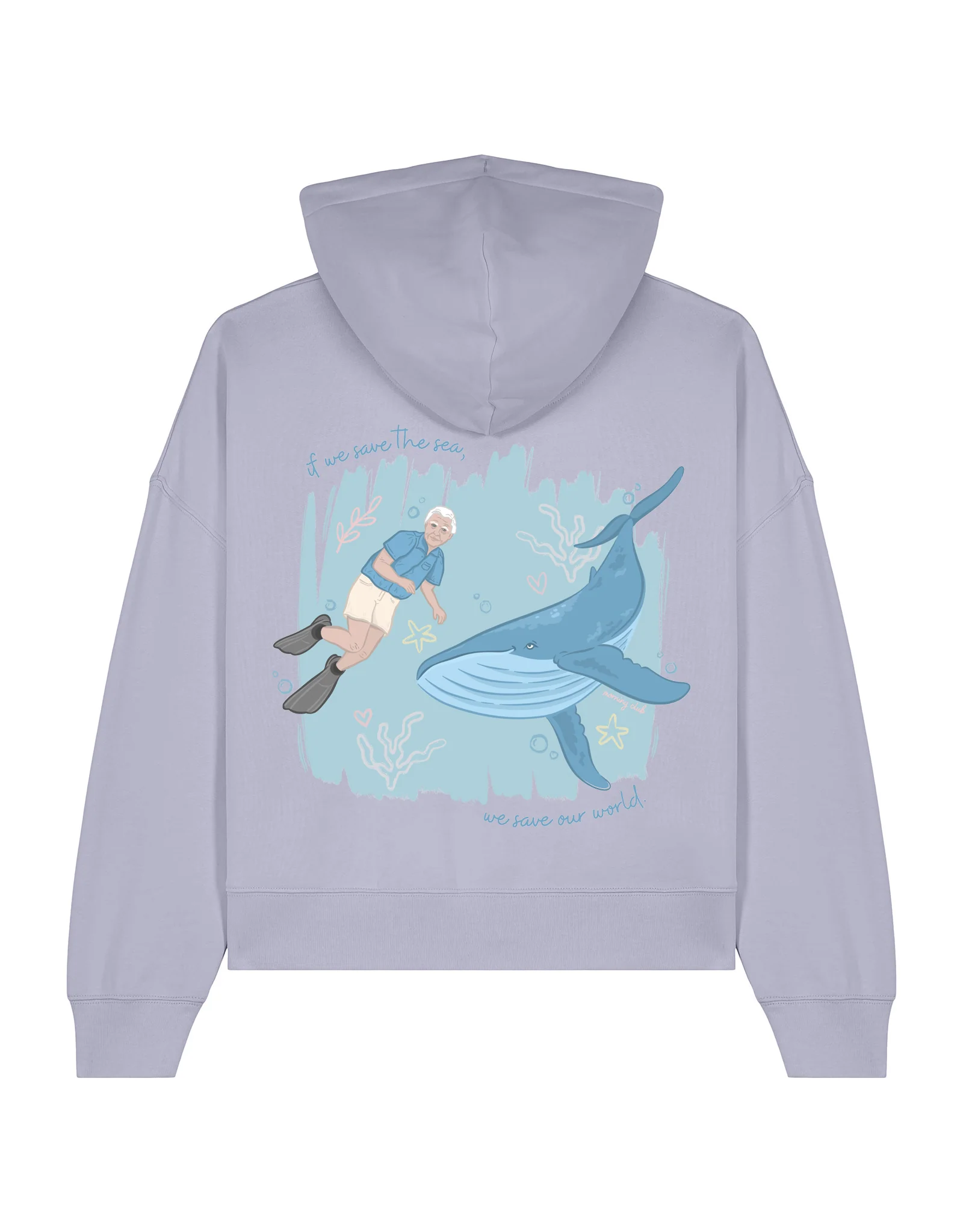 Save The Sea Printed Boxy Organic Cotton Hoodie - Image 6
