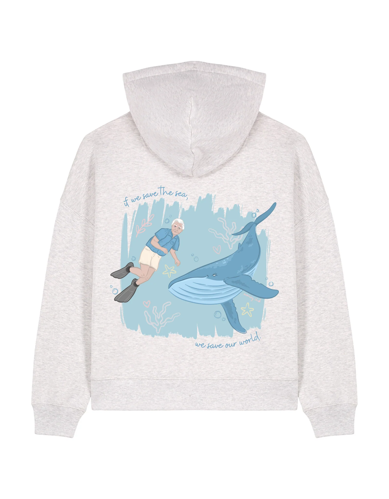 Save The Sea Printed Boxy Organic Cotton Hoodie - Image 8