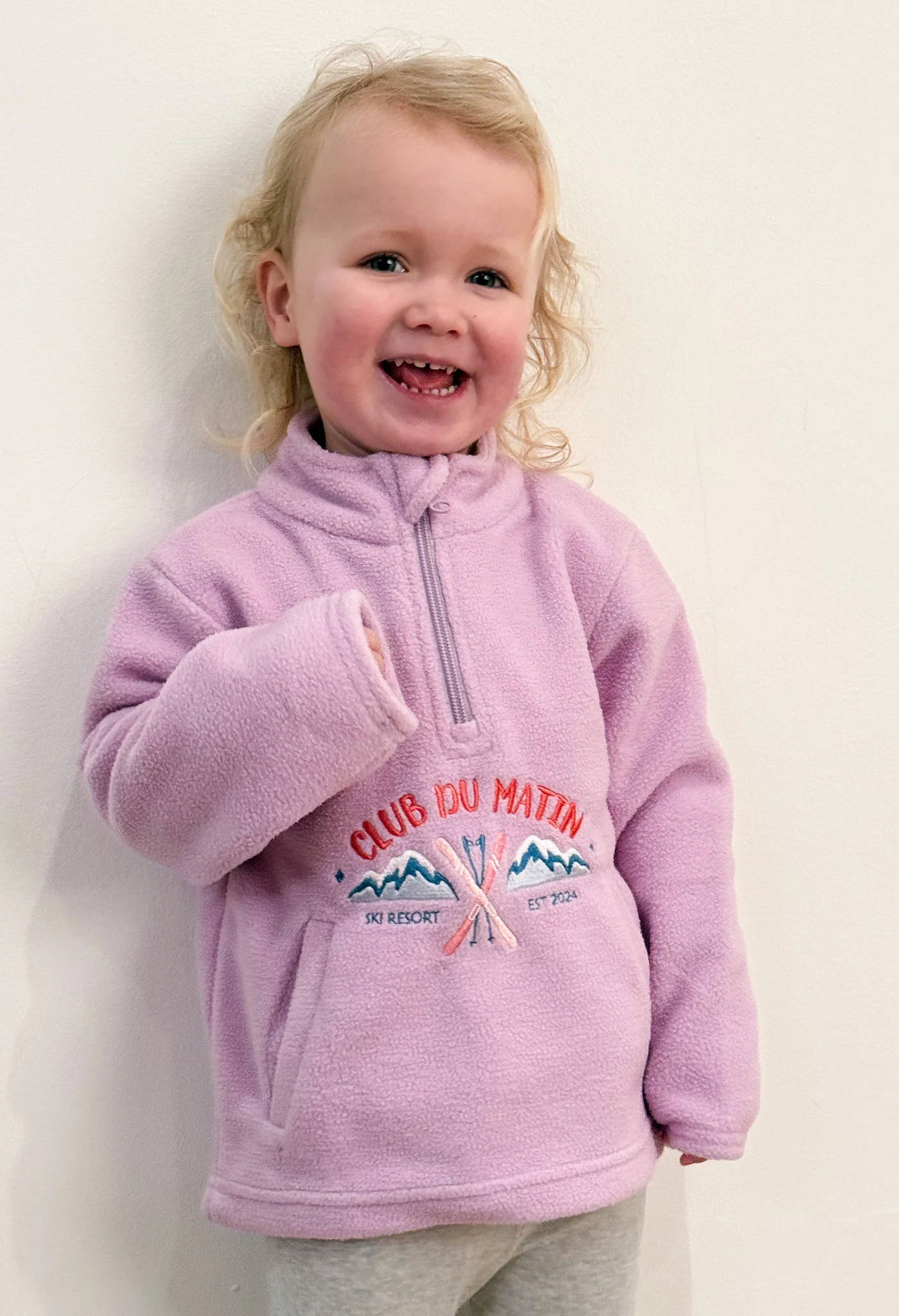 Ski Resort Recycled Polyester Quarter Zip Childrens Fleece - Image 4