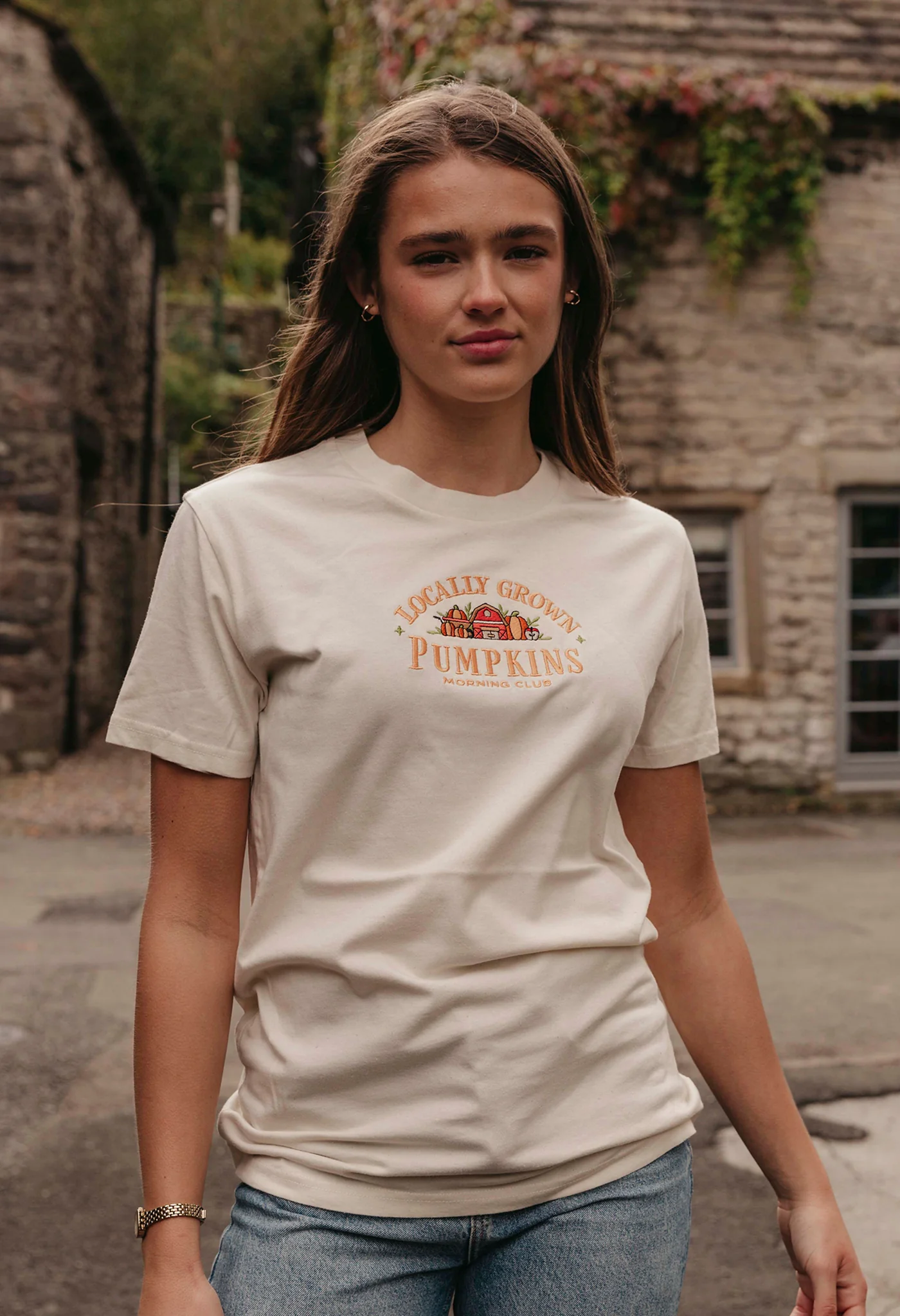 Pumpkins Embroidered Organic Cotton T-Shirt - Image 3