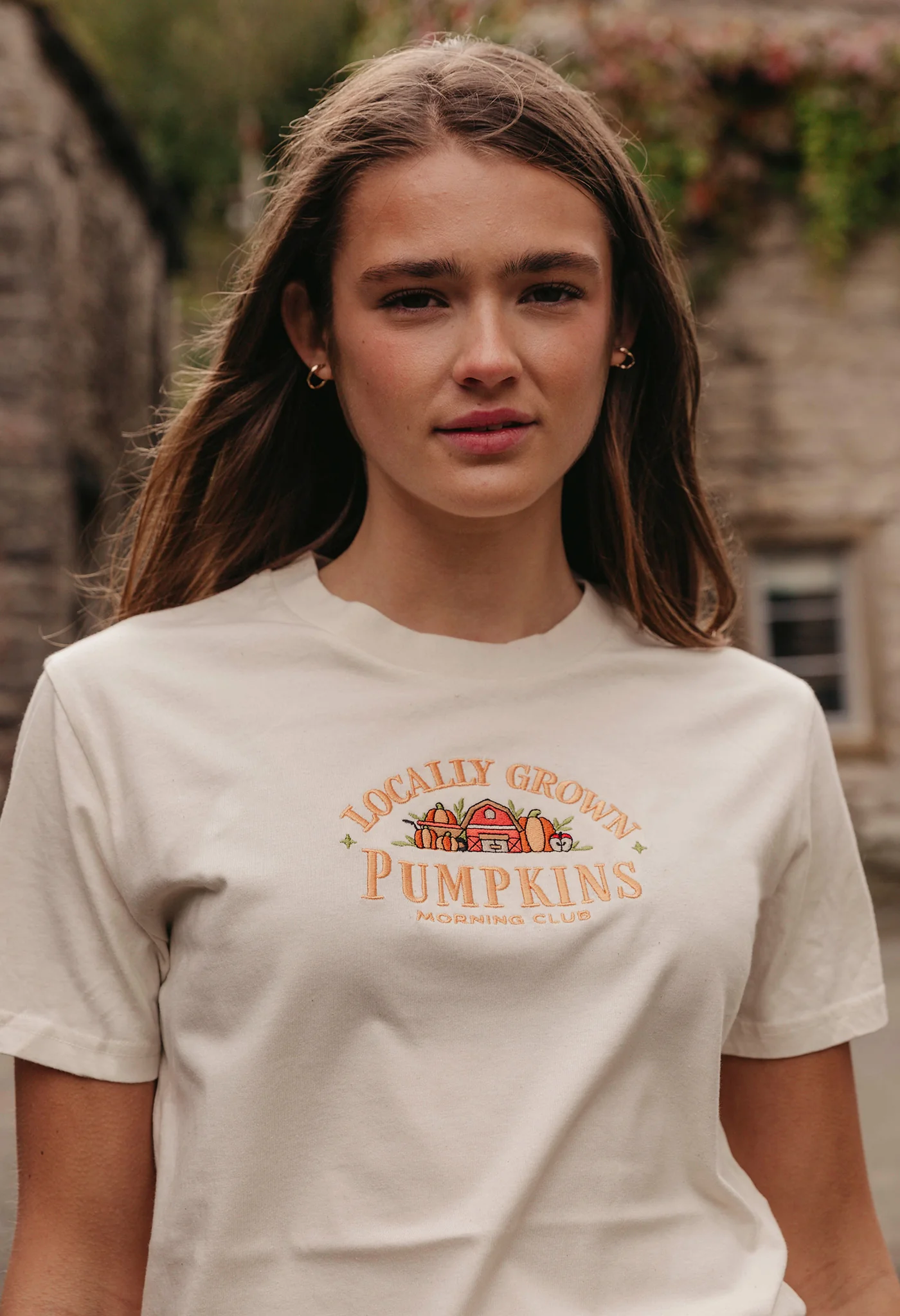 Pumpkins Embroidered Organic Cotton T-Shirt - Image 4