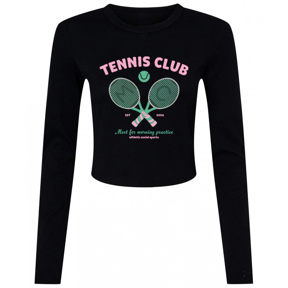 Tennis Club Micro Rib Long Sleeved Tee - Image 5