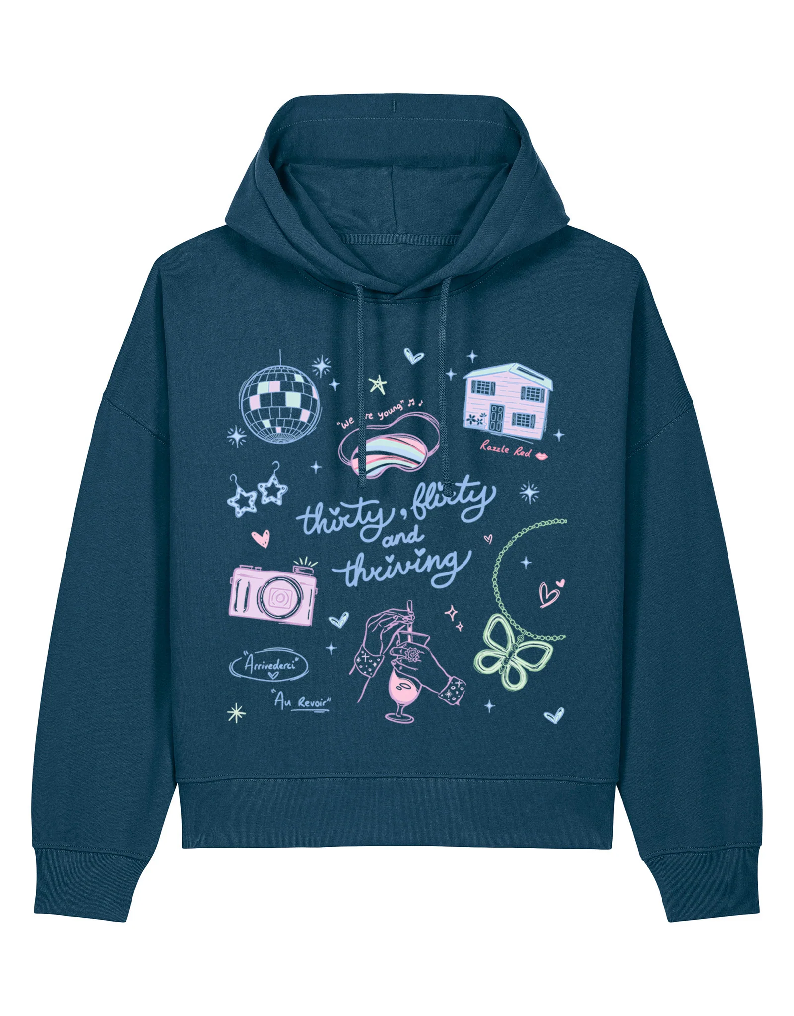 Thirty, Flirty & Thriving Printed Boxy Organic Cotton Hoodie - Image 3