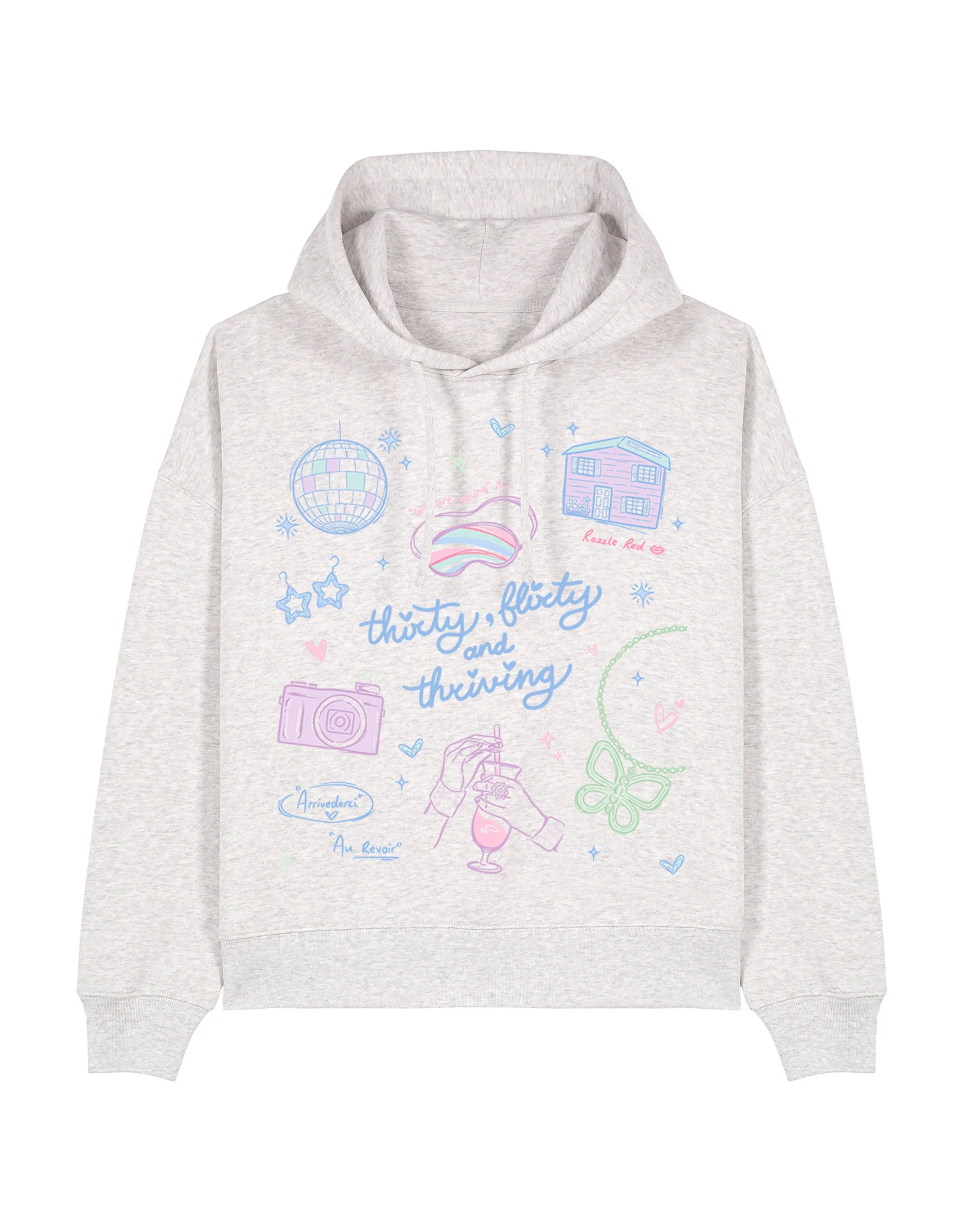 Thirty, Flirty & Thriving Printed Boxy Organic Cotton Hoodie - Image 4