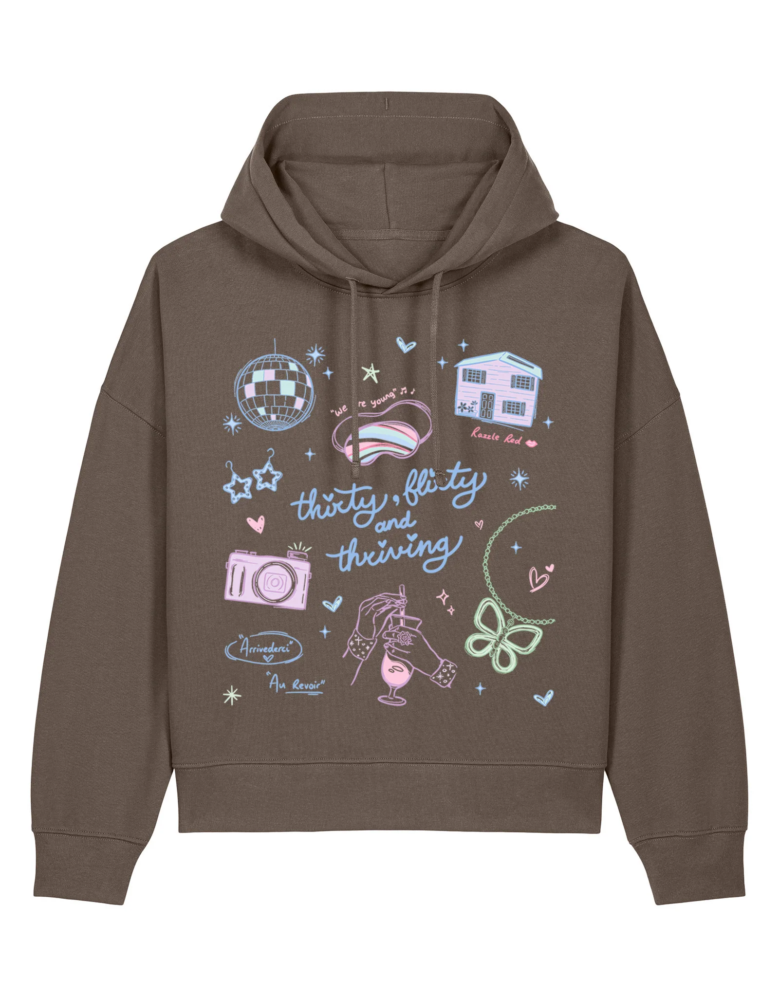 Thirty, Flirty & Thriving Printed Boxy Organic Cotton Hoodie - Image 5