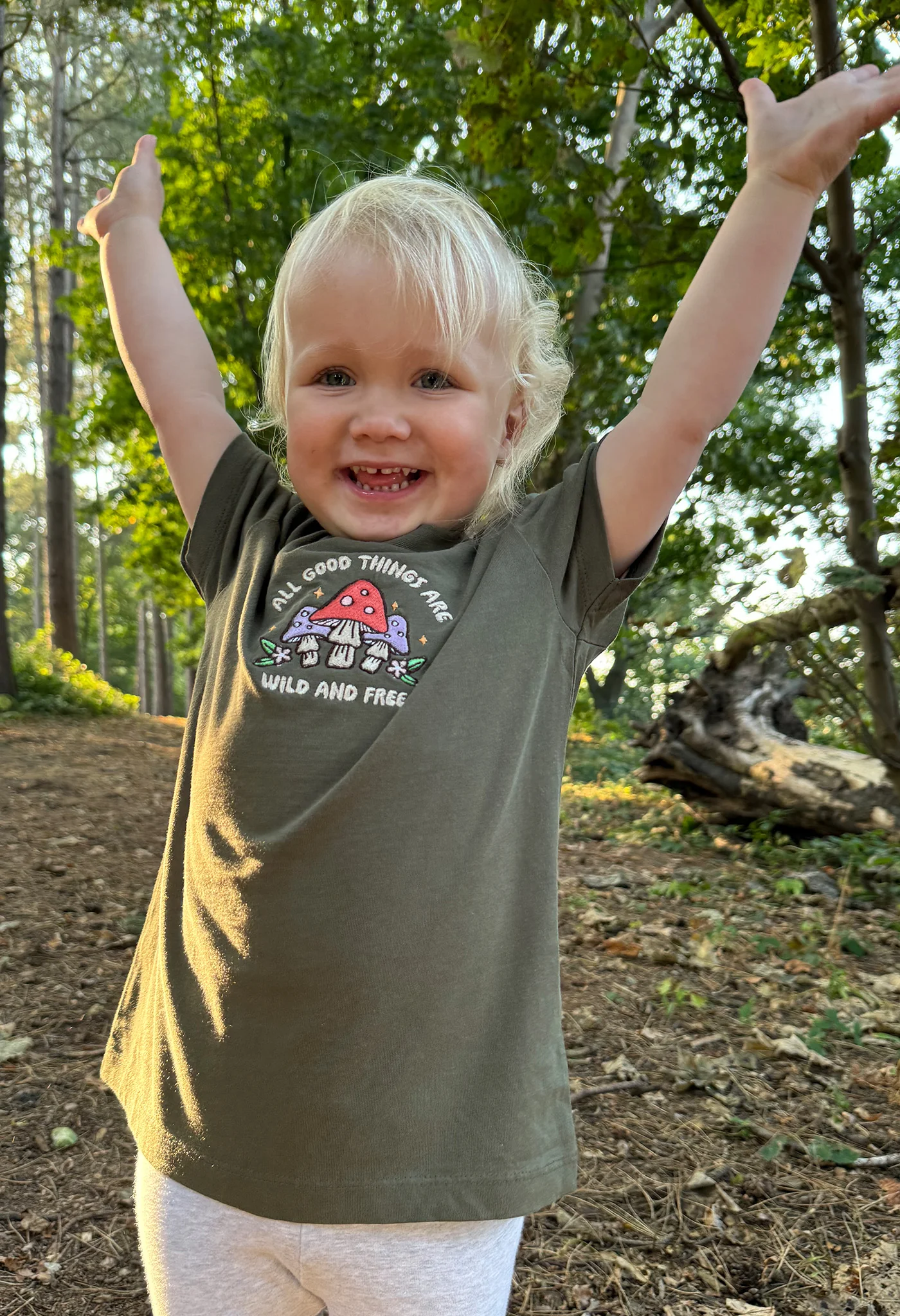 Wild Mushrooms Embroidered Organic Cotton Childrens T-Shirt - Image 3