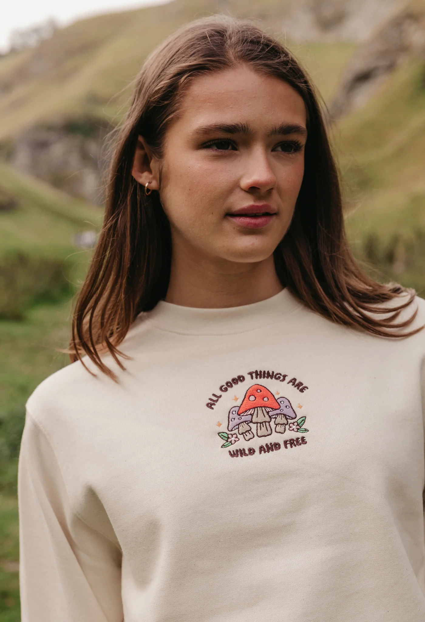 Wild Mushrooms Embroidered Organic Cotton Sweatshirt - Image 3