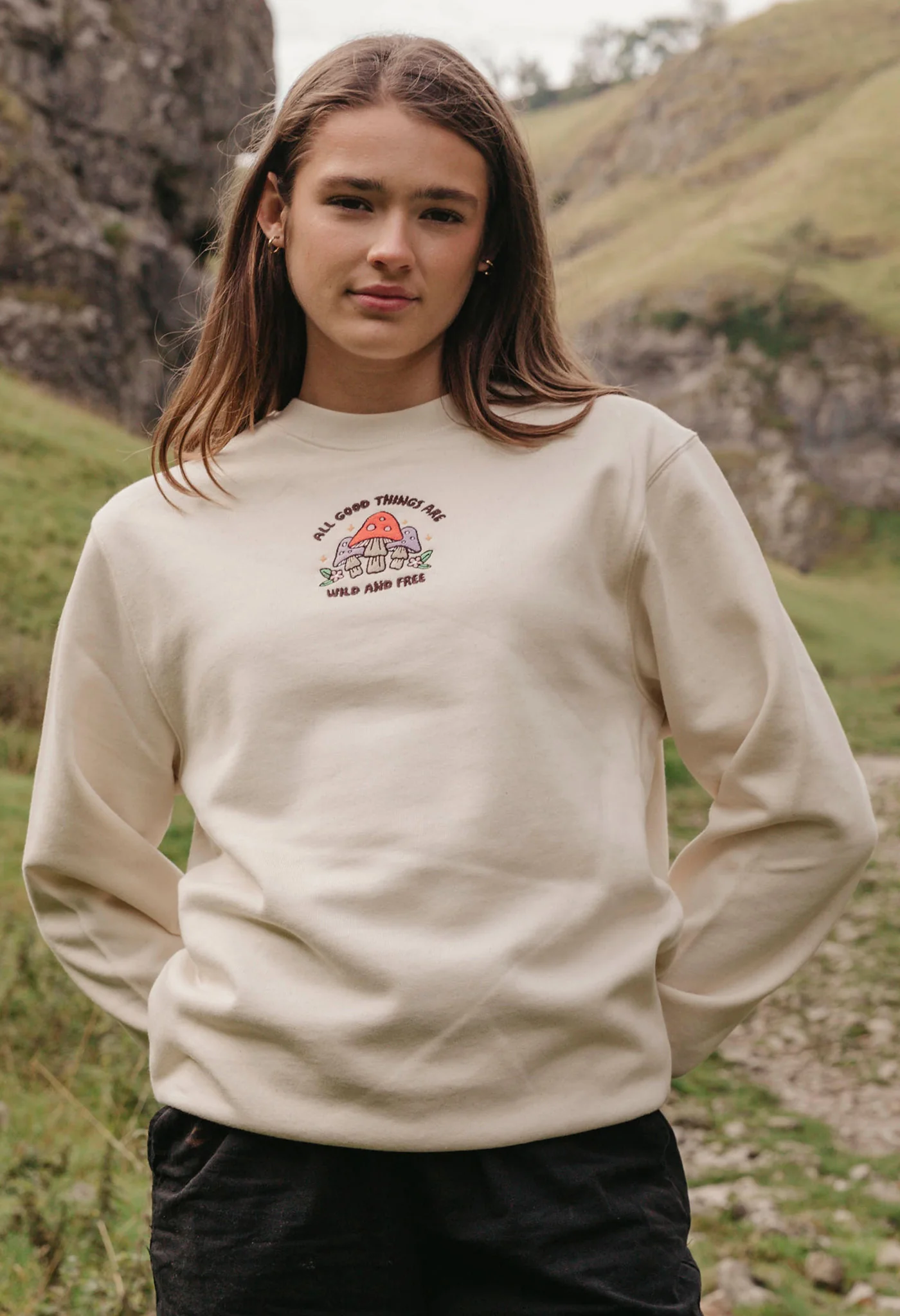 Wild Mushrooms Embroidered Organic Cotton Sweatshirt - Image 4