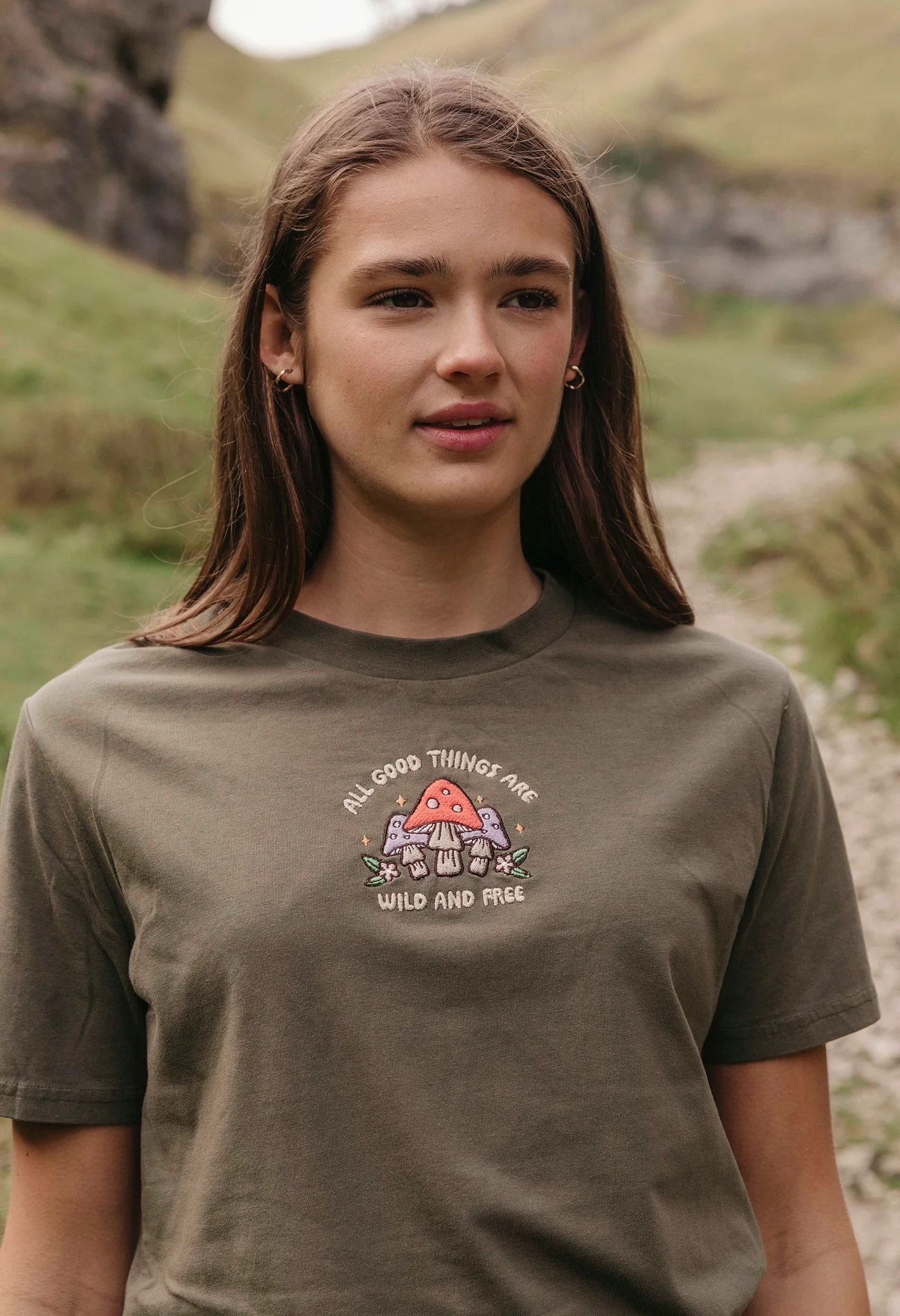 Wild Mushrooms Embroidered Organic Cotton T-Shirt - Image 3