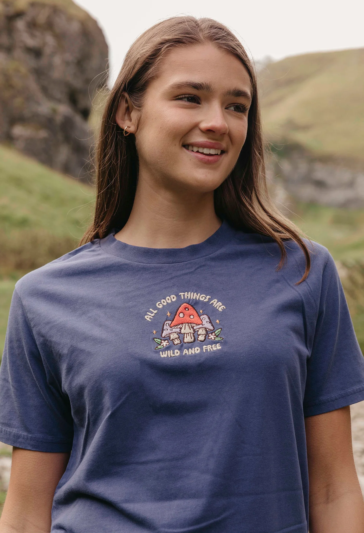 Wild Mushrooms Embroidered Organic Cotton T-Shirt - Image 5